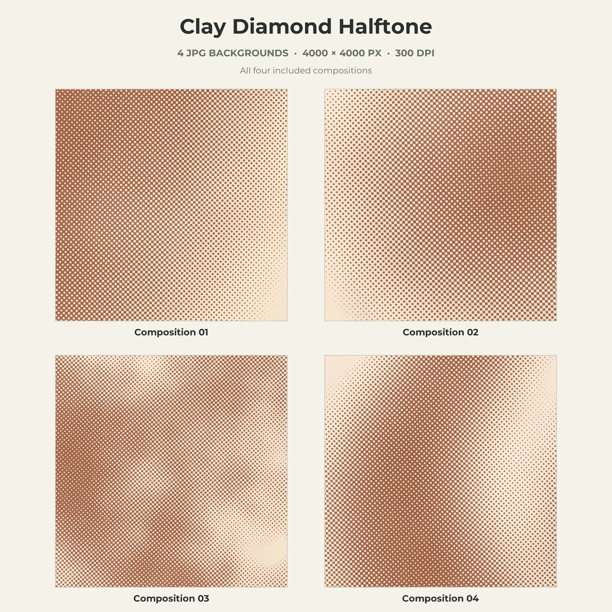 Clay Diamond Halftone Texture Pack - 4 JPG preview