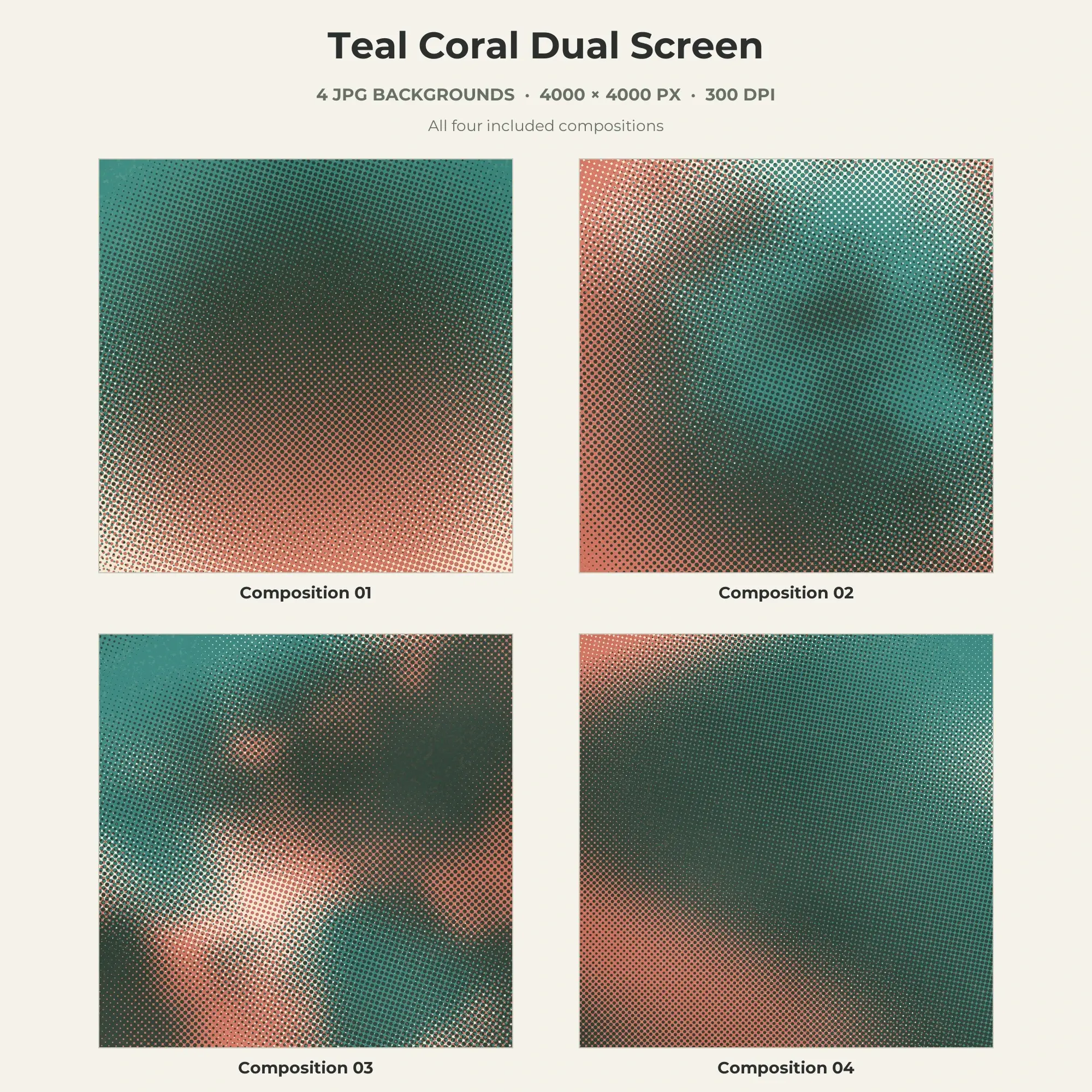 Teal Coral Dual Screen Texture Pack - 4 JPG preview