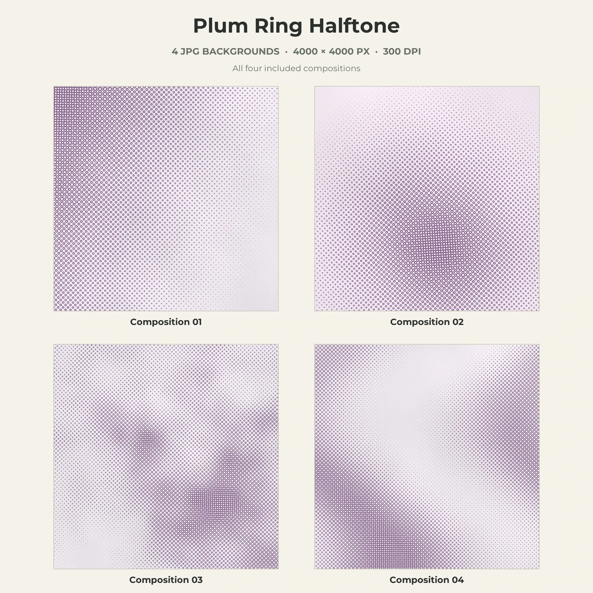 Plum Ring Halftone Texture Pack - 4 JPG preview