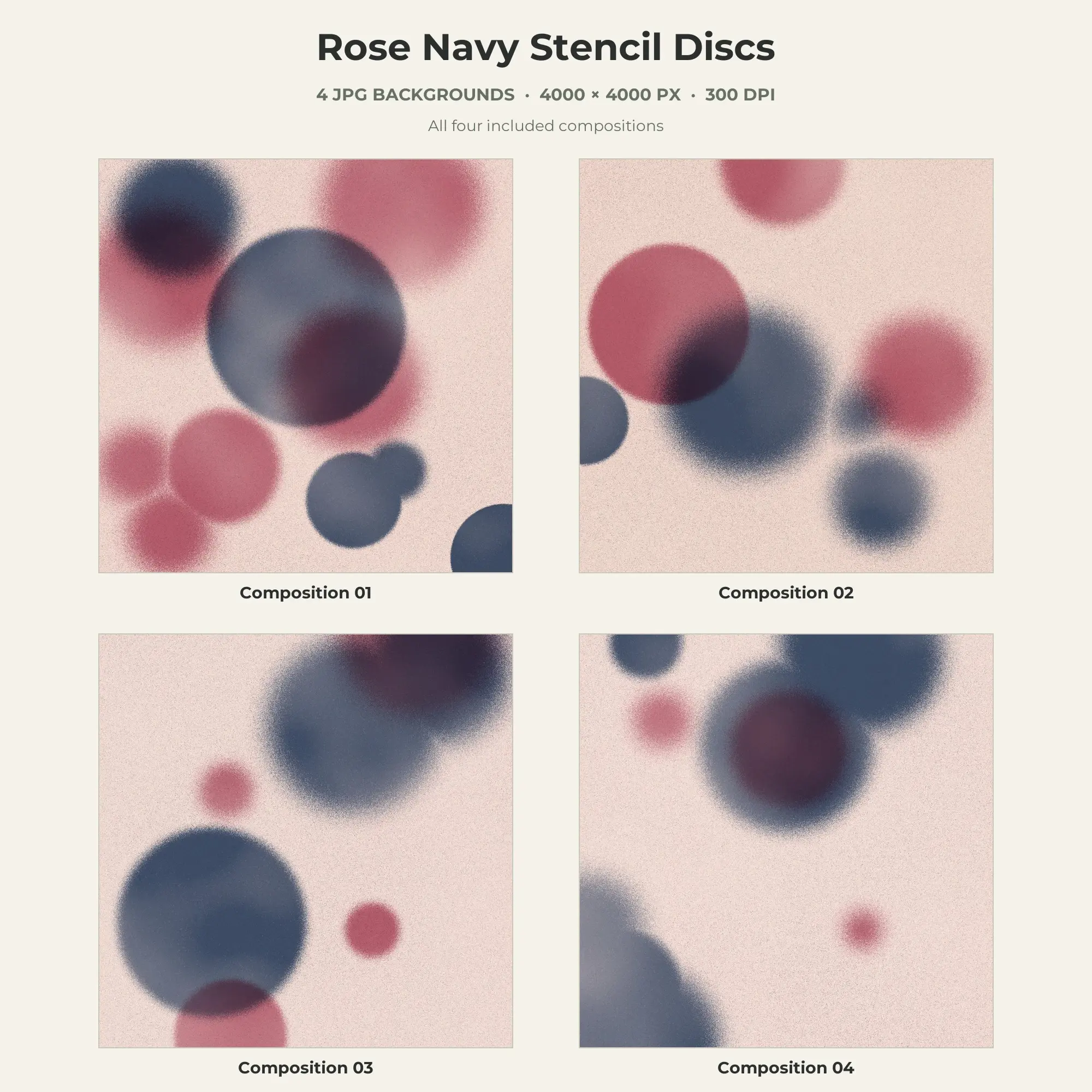 Rose Navy Stencil Discs Texture Pack - 4 JPG preview