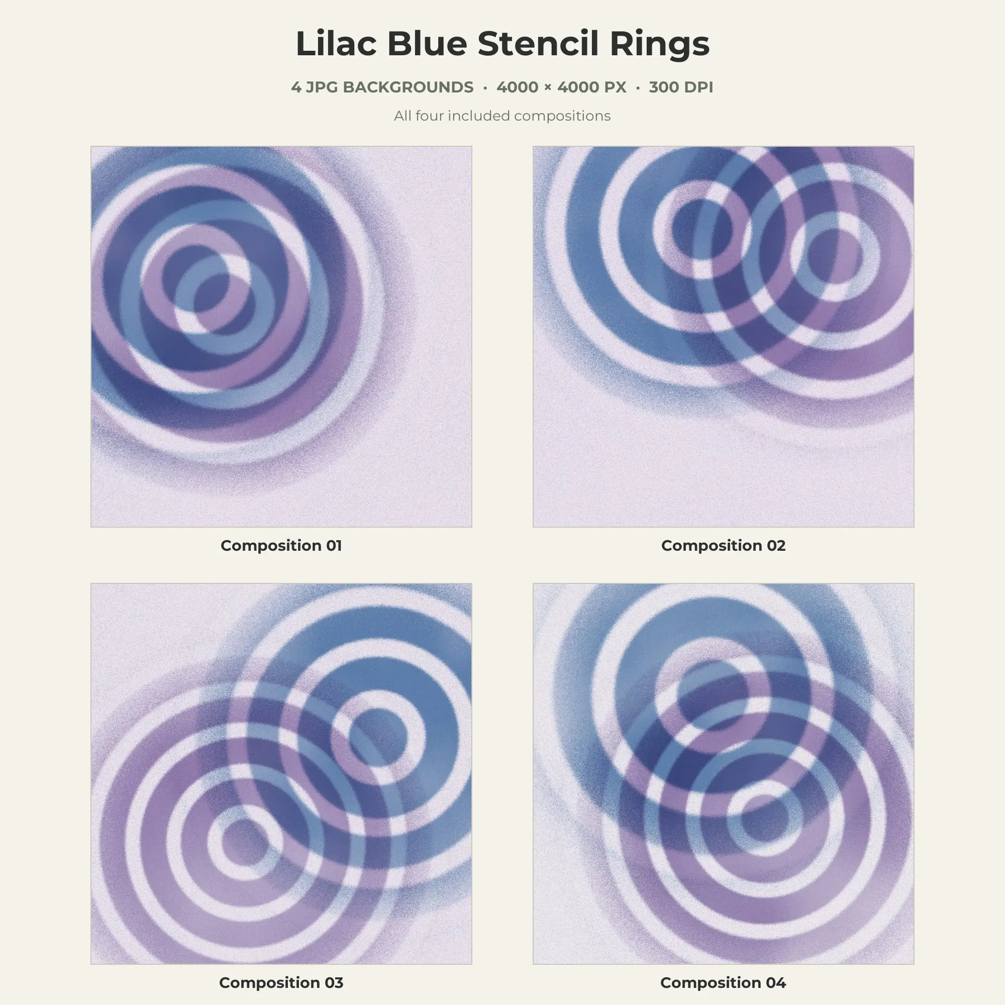 Lilac Blue Stencil Rings Texture Pack - 4 JPG preview