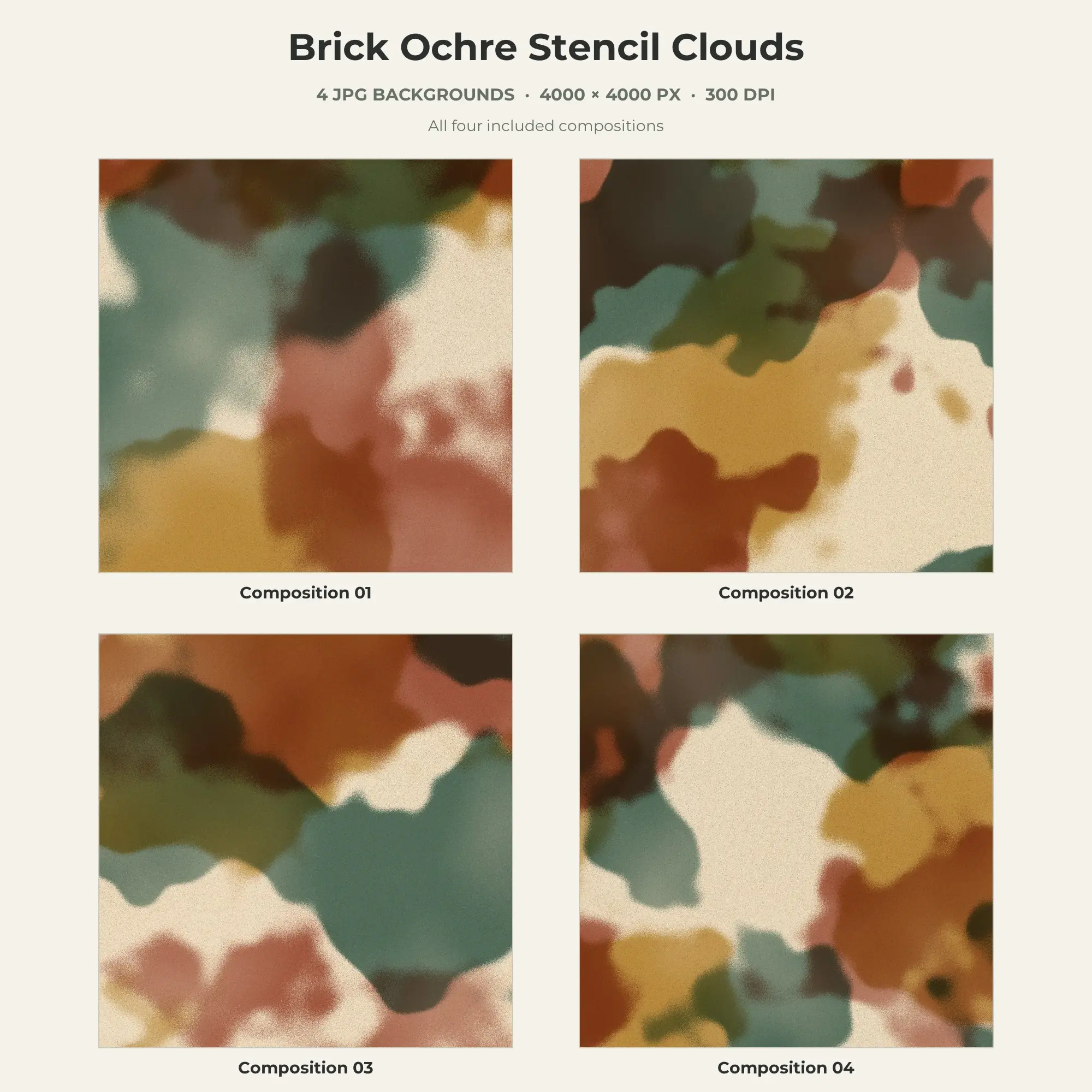 Brick Ochre Stencil Clouds Texture Pack - 4 JPG preview