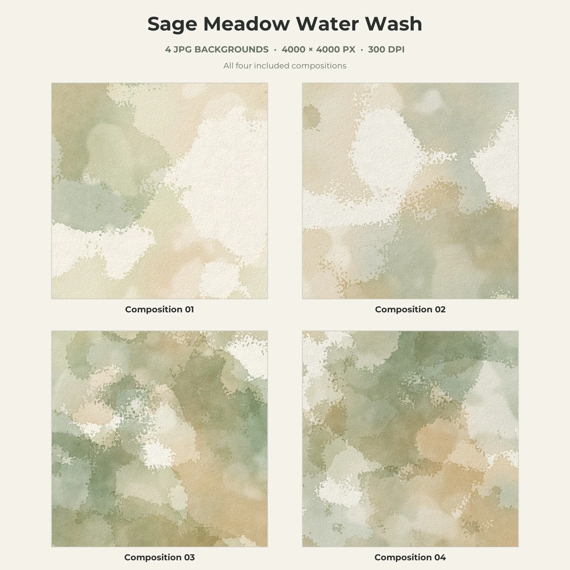 Sage Meadow Water Wash Texture Pack - 4 JPG preview