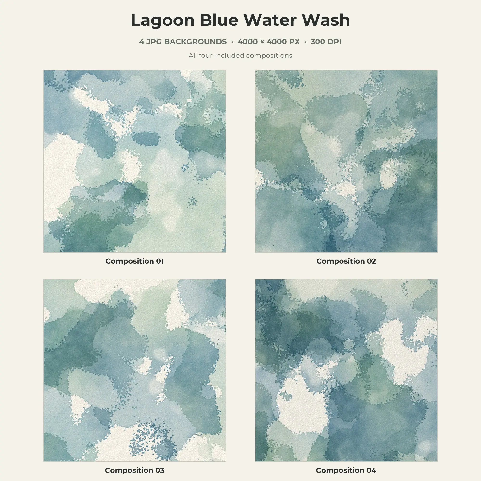 Lagoon Blue Water Wash Texture Pack - 4 JPG preview