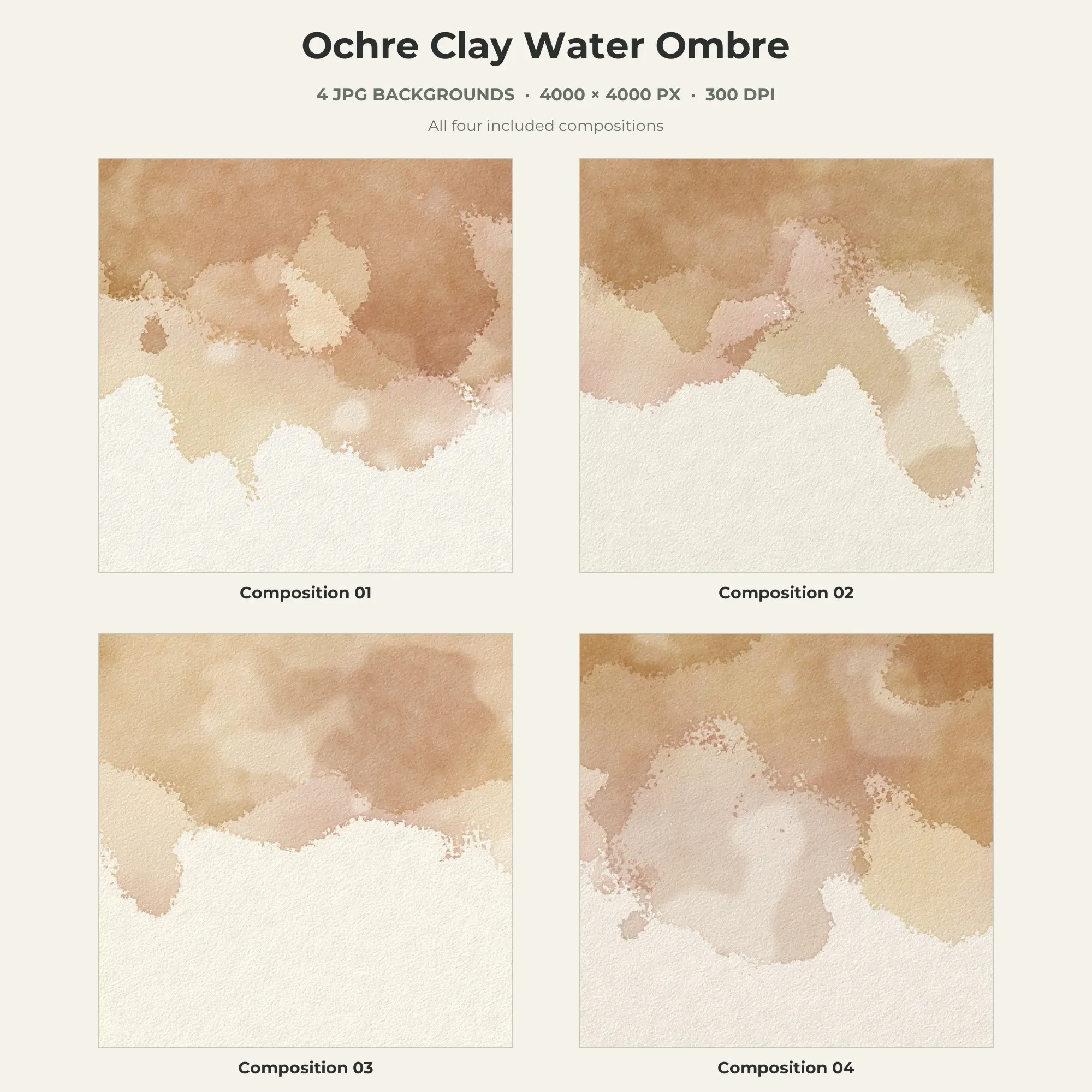 Ochre Clay Water Ombre Texture Pack - 4 JPG preview