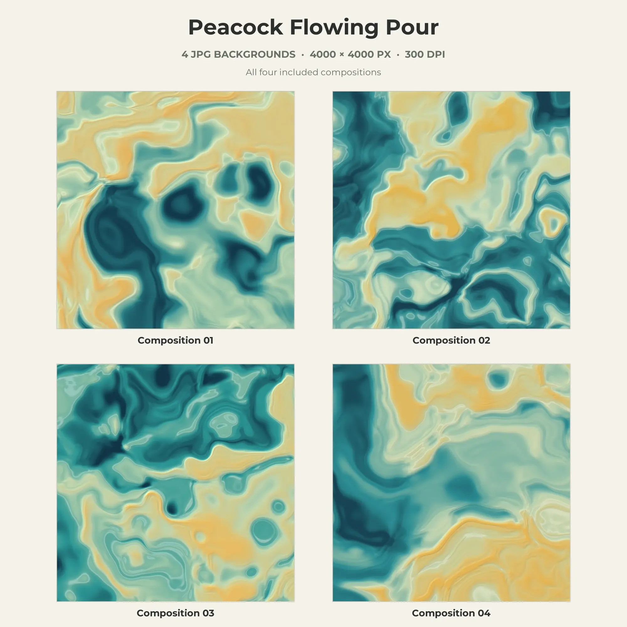 Peacock Flowing Pour Texture Pack - 4 JPG preview