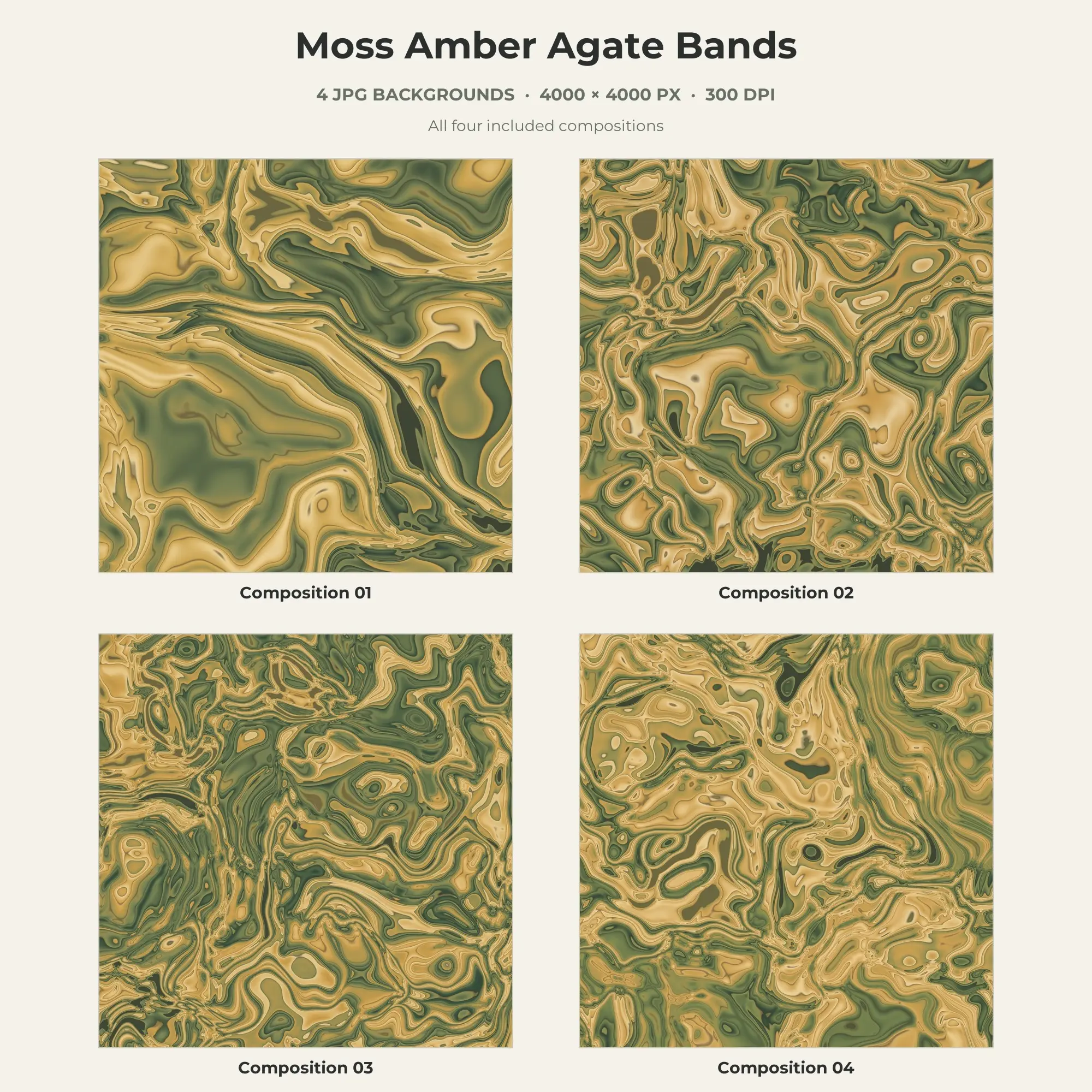 Moss Amber Agate Bands Texture Pack - 4 JPG preview