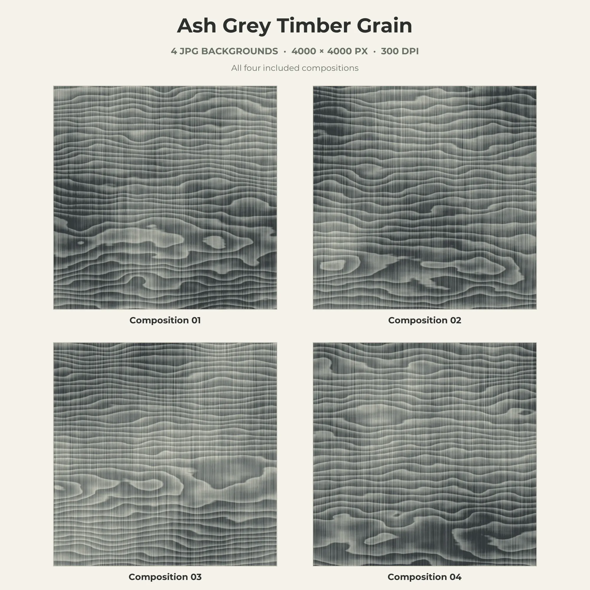 Ash Grey Timber Grain Texture Pack - 4 JPG preview