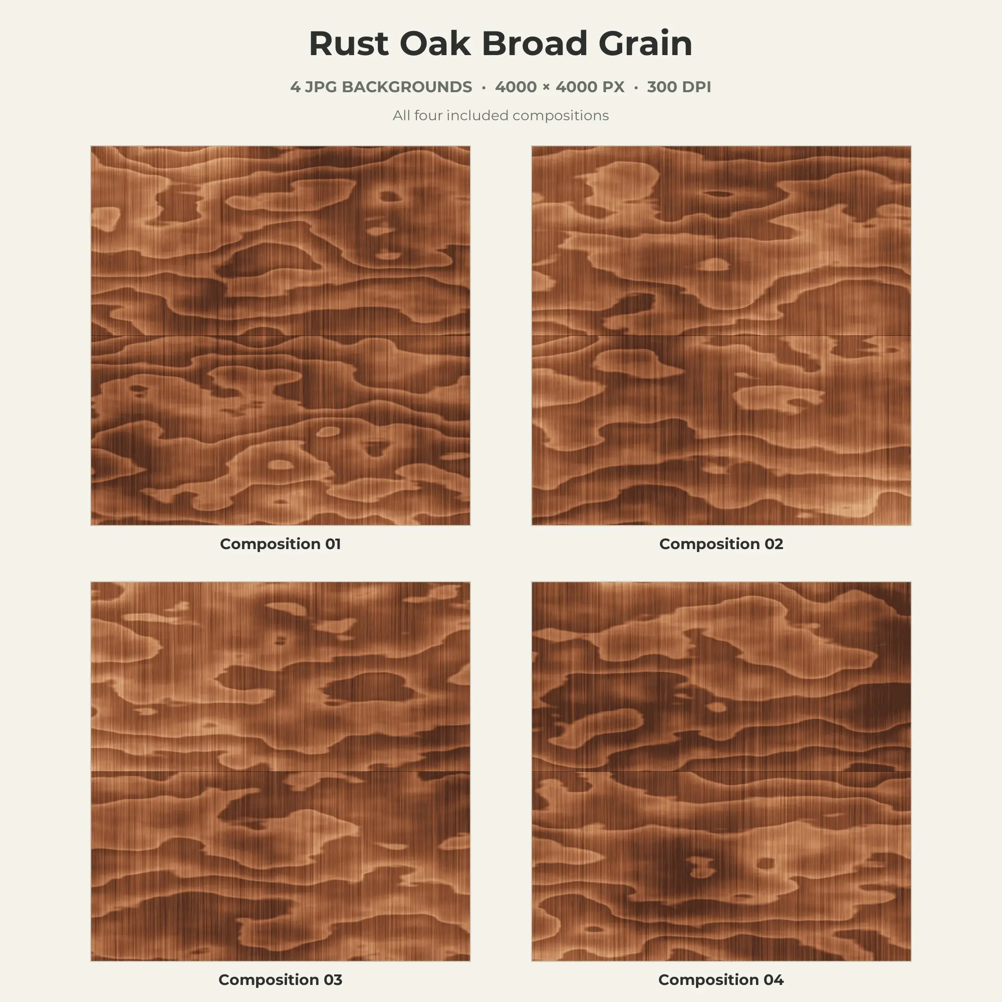 Rust Oak Broad Grain Texture Pack - 4 JPG, preview 1 of 2