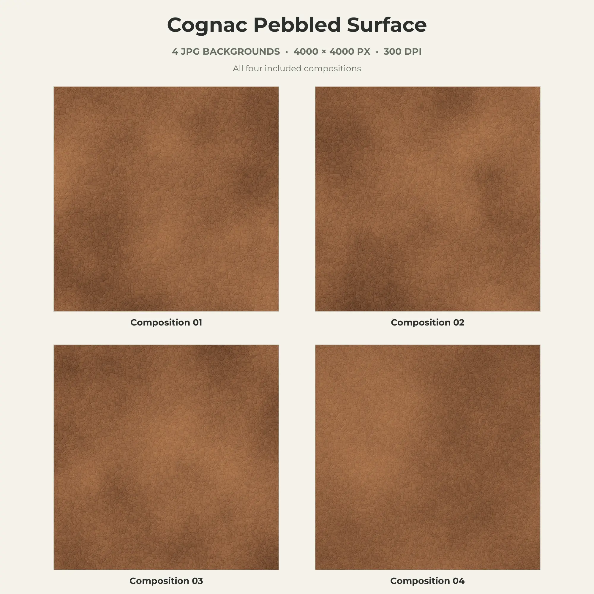 Cognac Pebbled Surface Texture Pack - 4 JPG preview