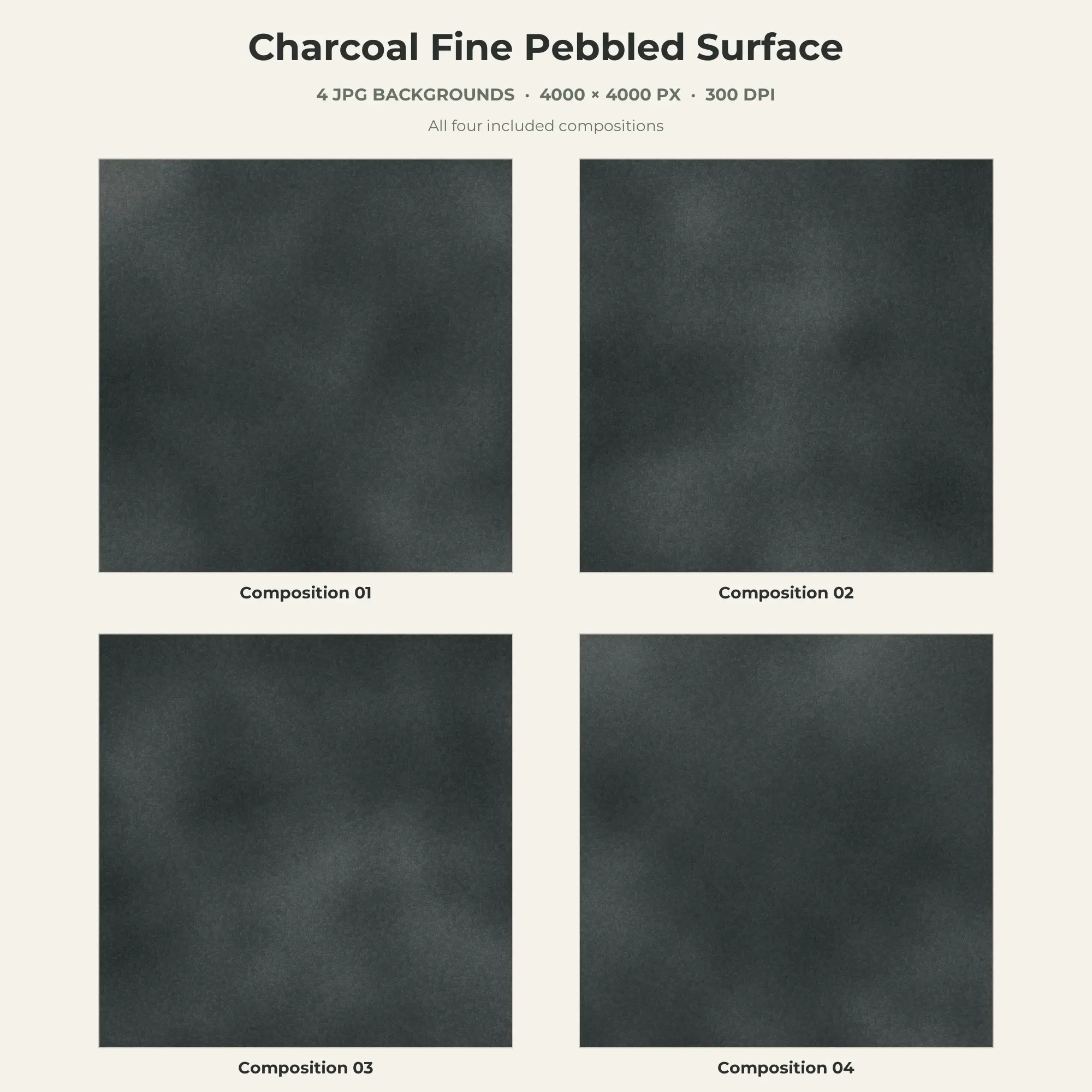 Charcoal Fine Pebbled Surface Texture Pack - 4 JPG preview