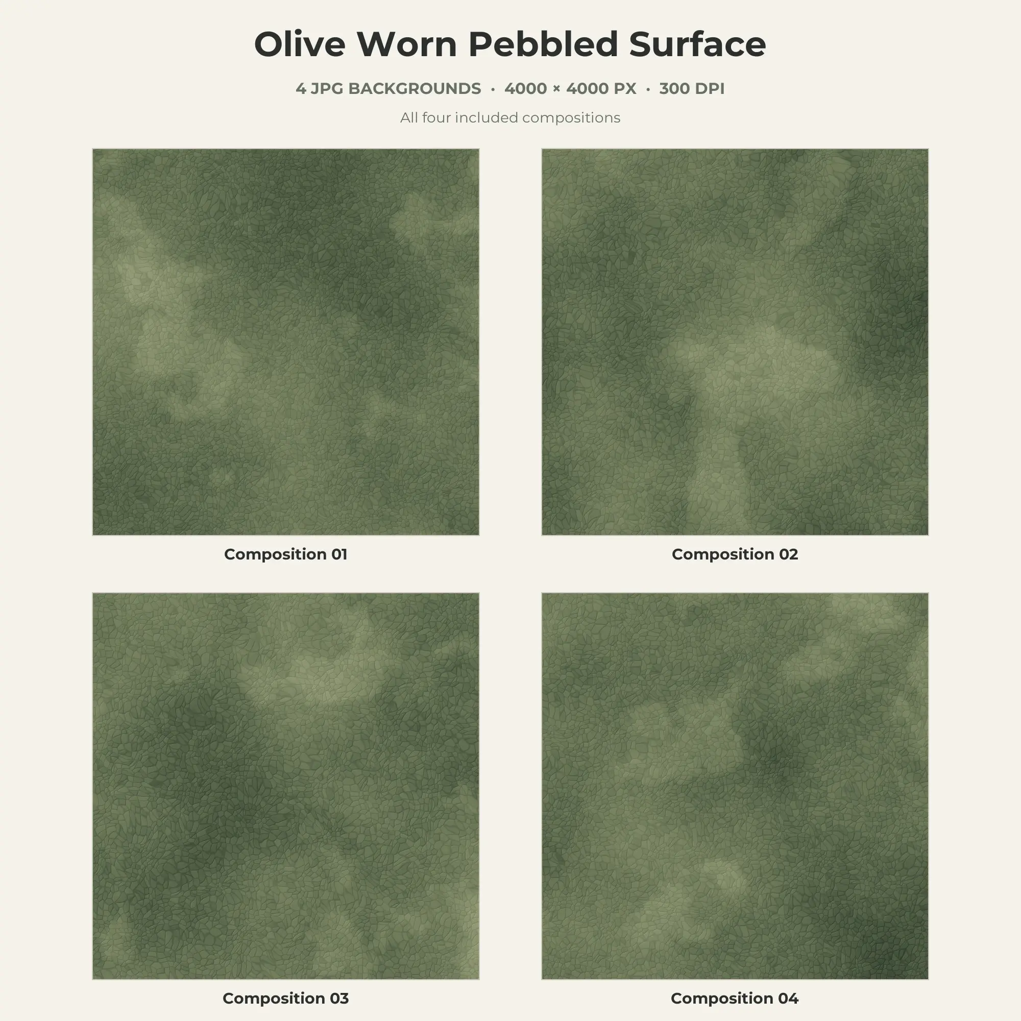 Olive Worn Pebbled Surface Texture Pack - 4 JPG preview