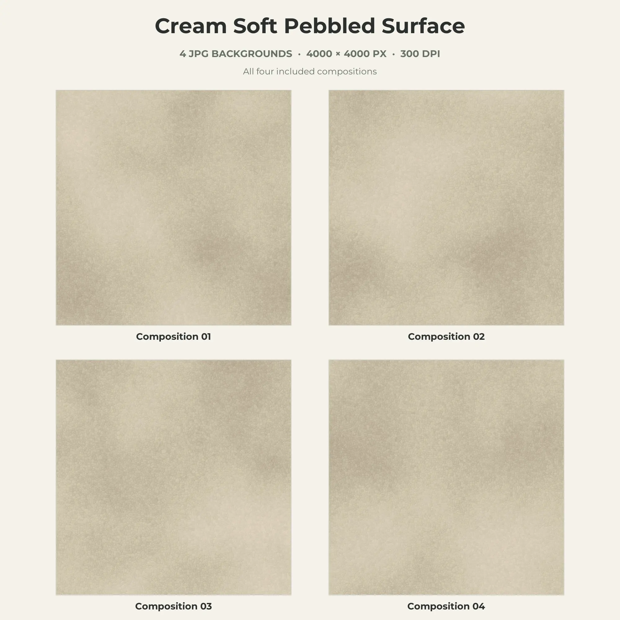 Cream Soft Pebbled Surface Texture Pack - 4 JPG preview