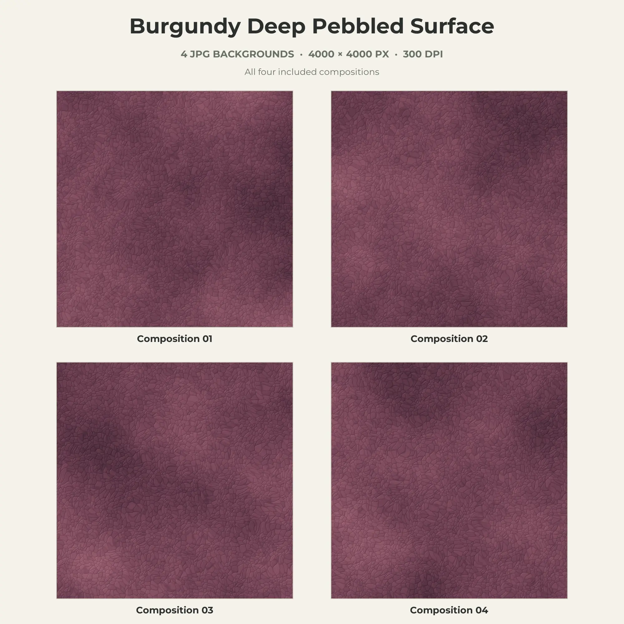 Burgundy Deep Pebbled Surface Texture Pack - 4 JPG preview