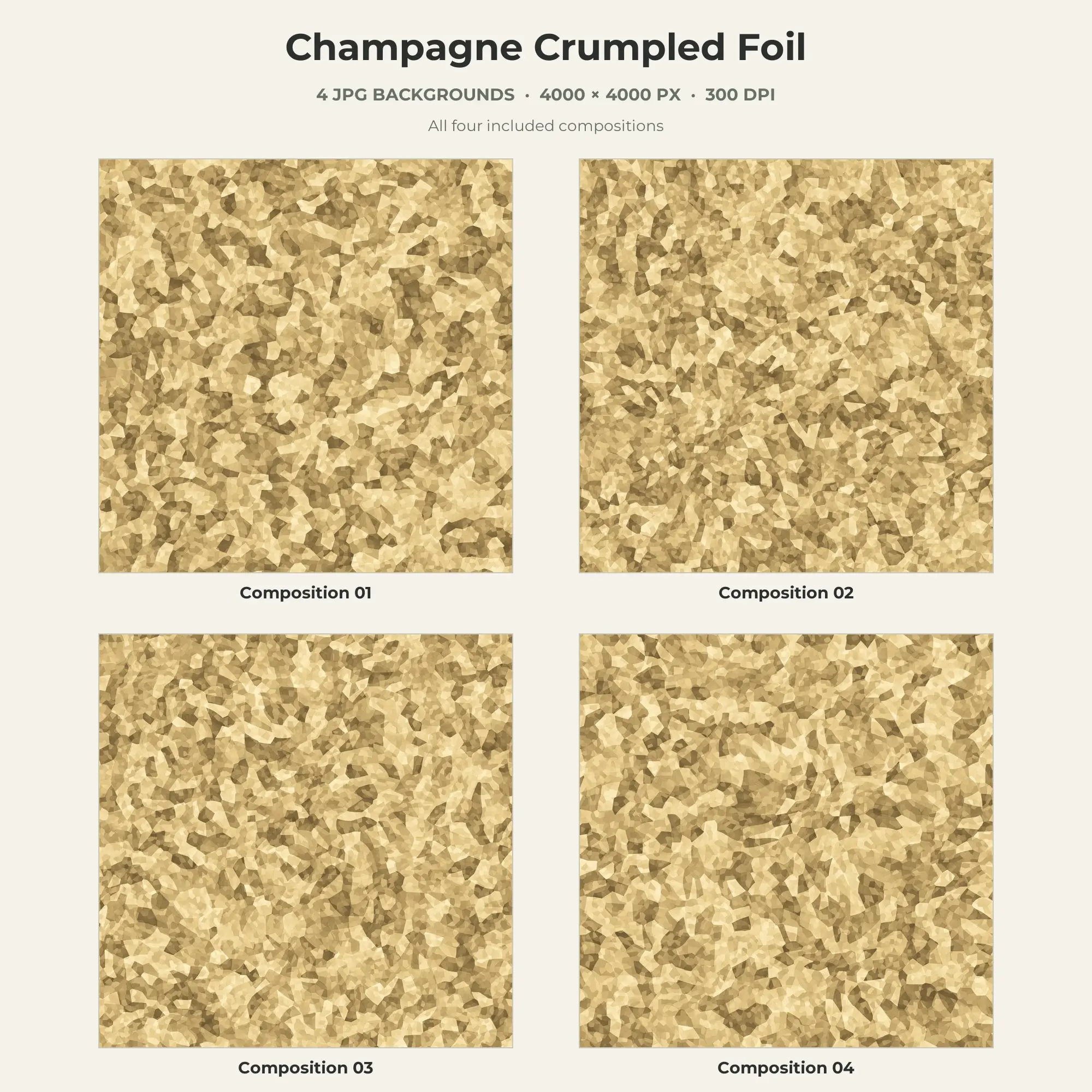 Champagne Crumpled Foil Texture Pack - 4 JPG preview