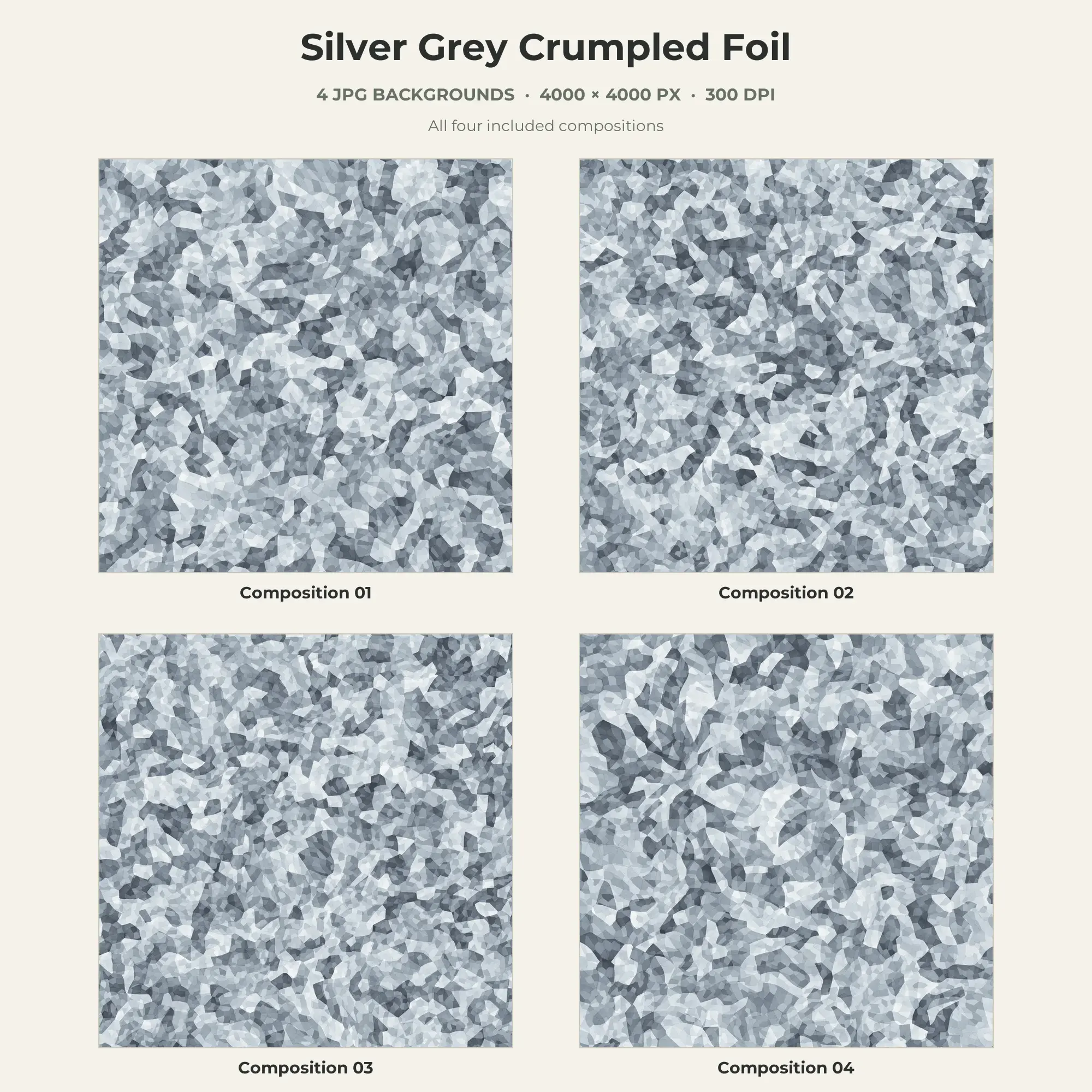 Silver Grey Crumpled Foil Texture Pack - 4 JPG preview