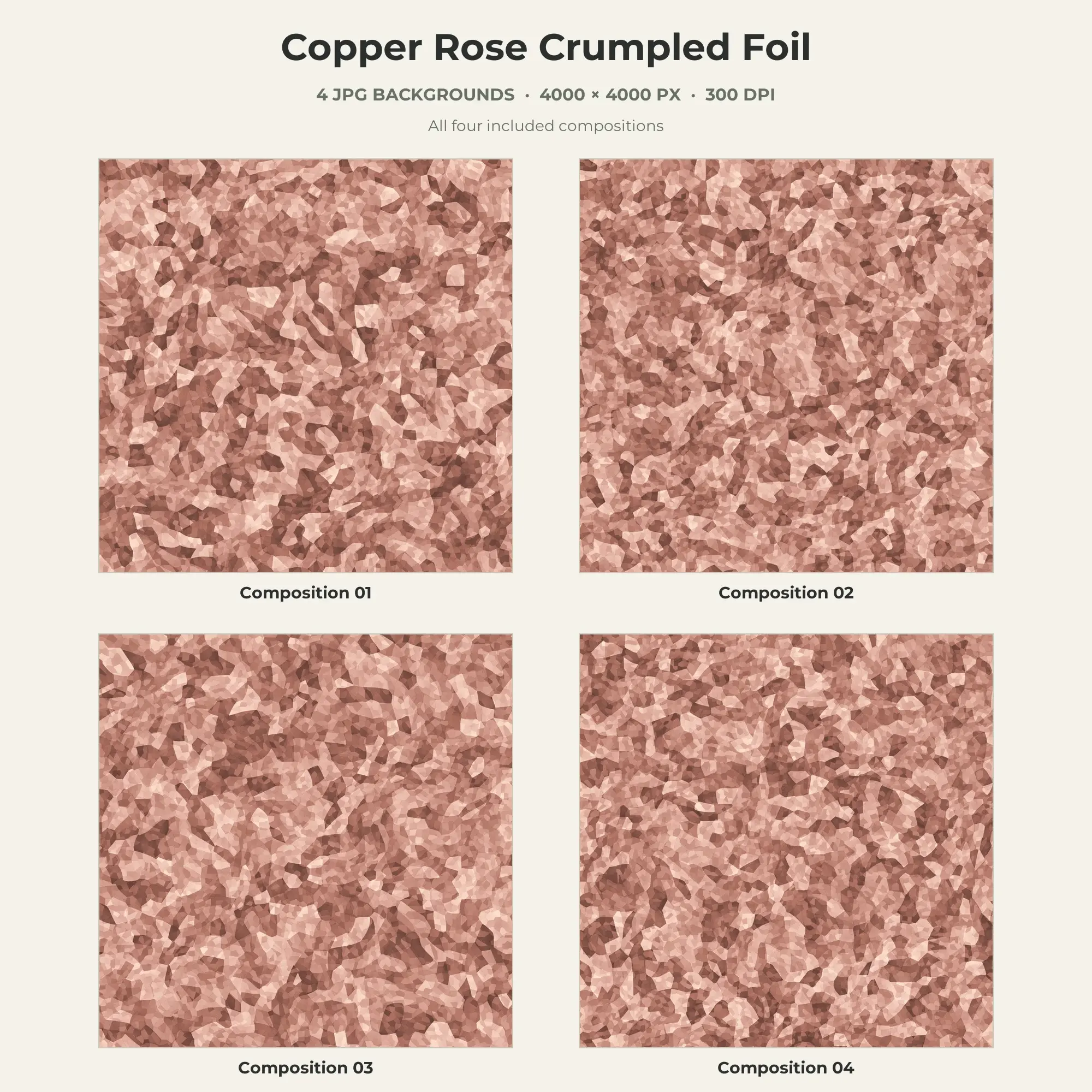 Copper Rose Crumpled Foil Texture Pack - 4 JPG preview