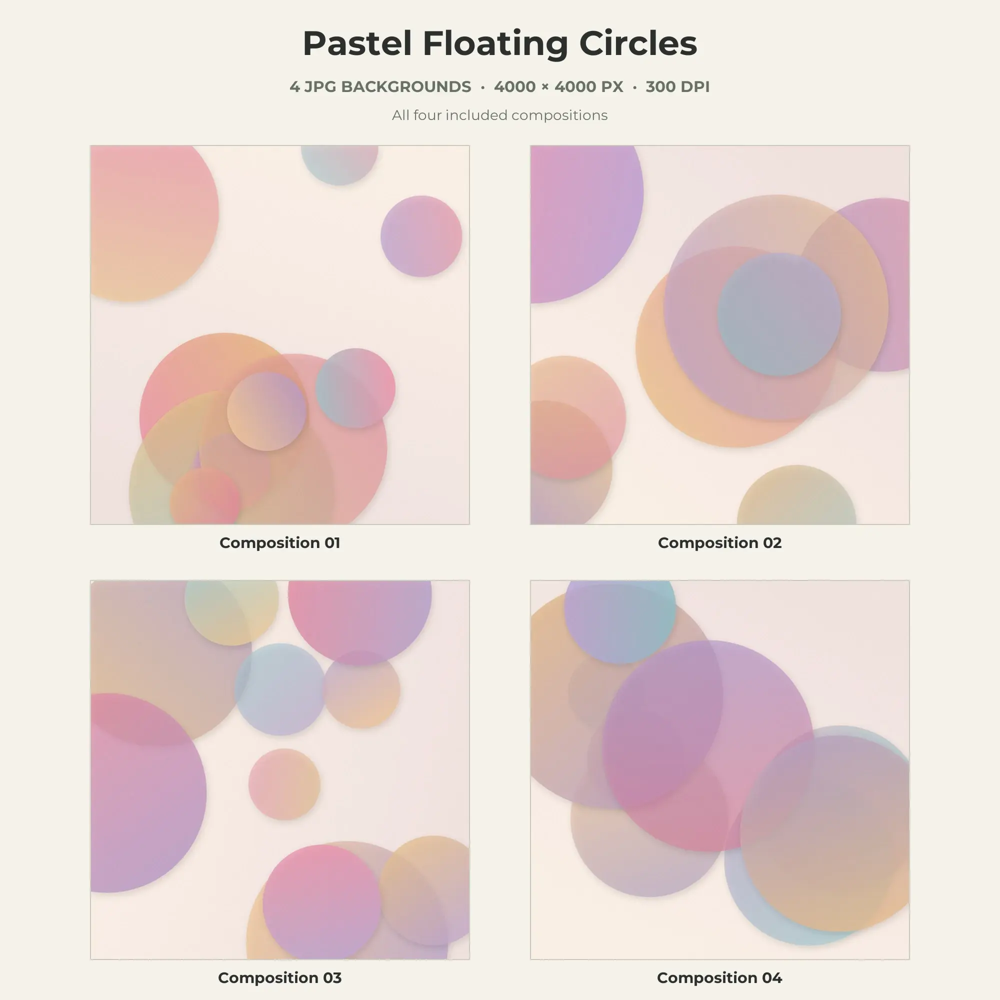 Pastel Floating Circles Texture Pack - 4 JPG, preview 1 of 2