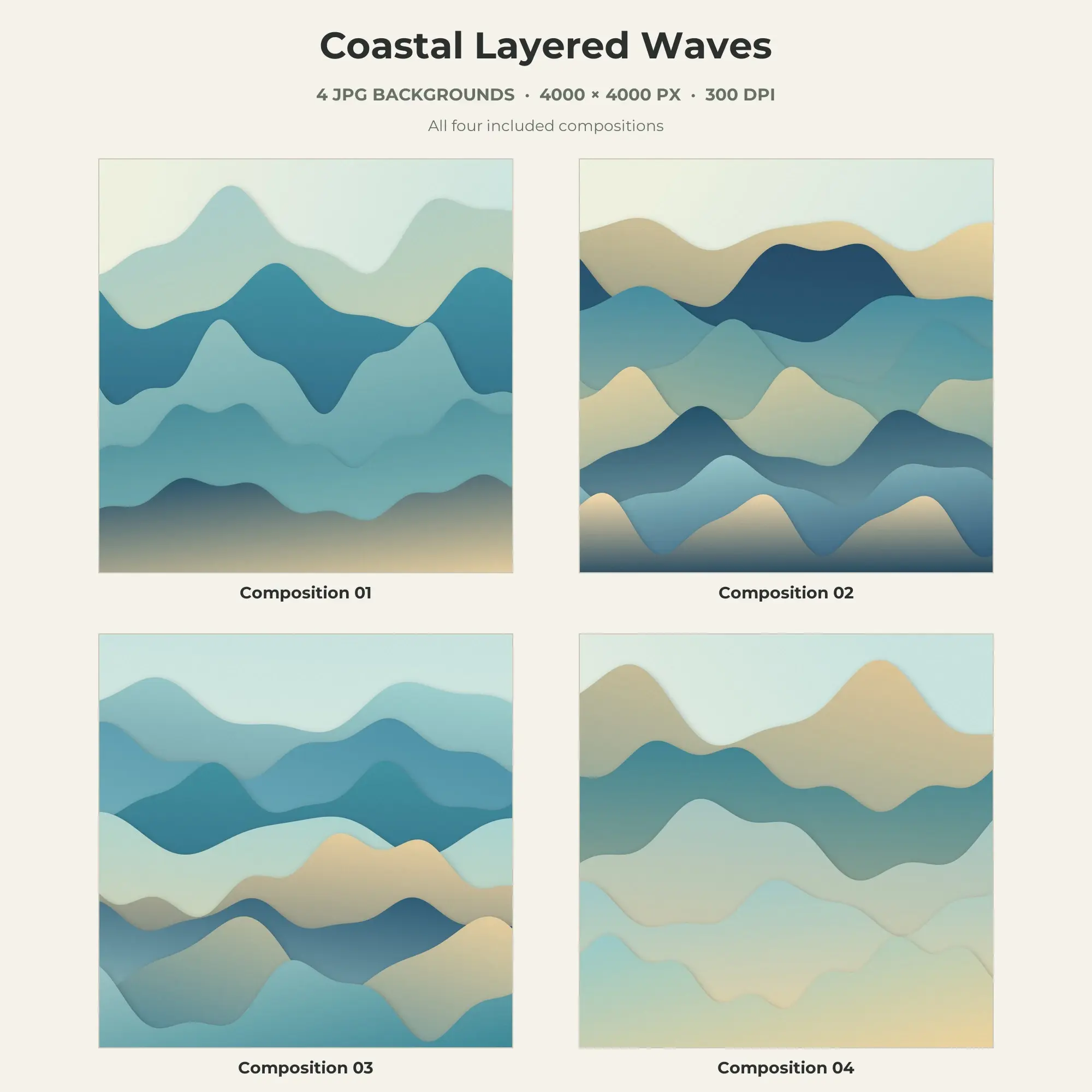 Coastal Layered Waves Texture Pack - 4 JPG preview
