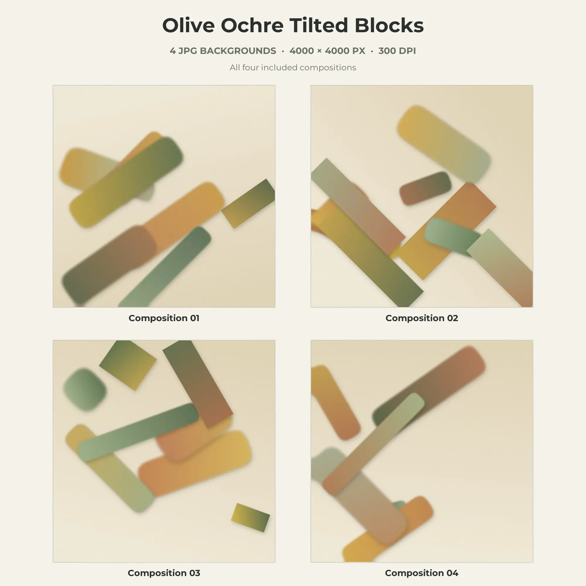 Olive Ochre Tilted Blocks Texture Pack - 4 JPG preview