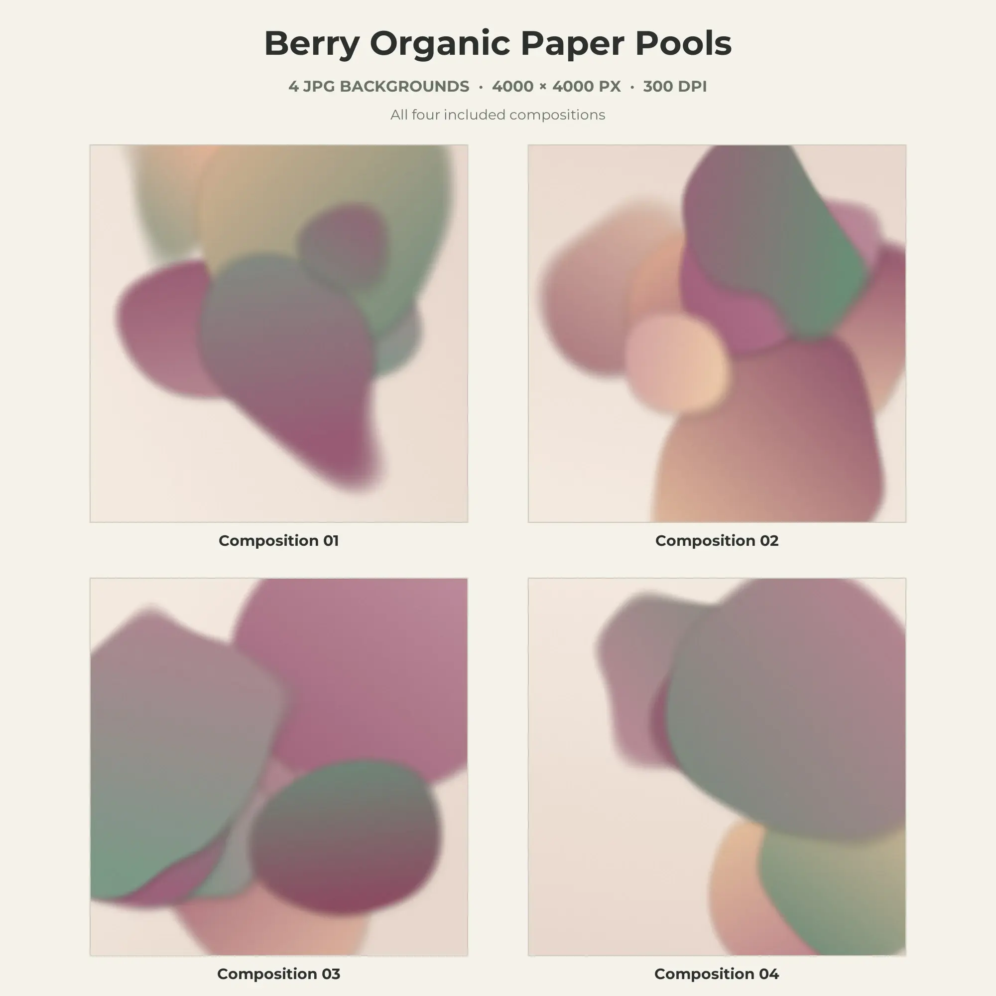 Berry Organic Paper Pools Texture Pack - 4 JPG preview