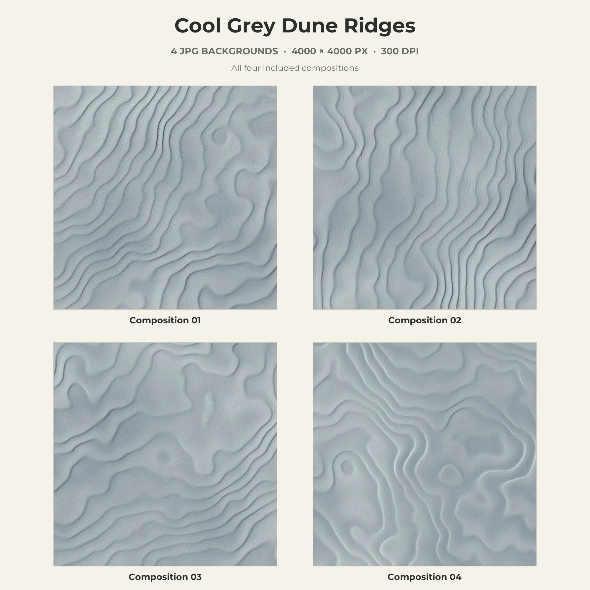 Cool Grey Dune Ridges Texture Pack - 4 JPG preview
