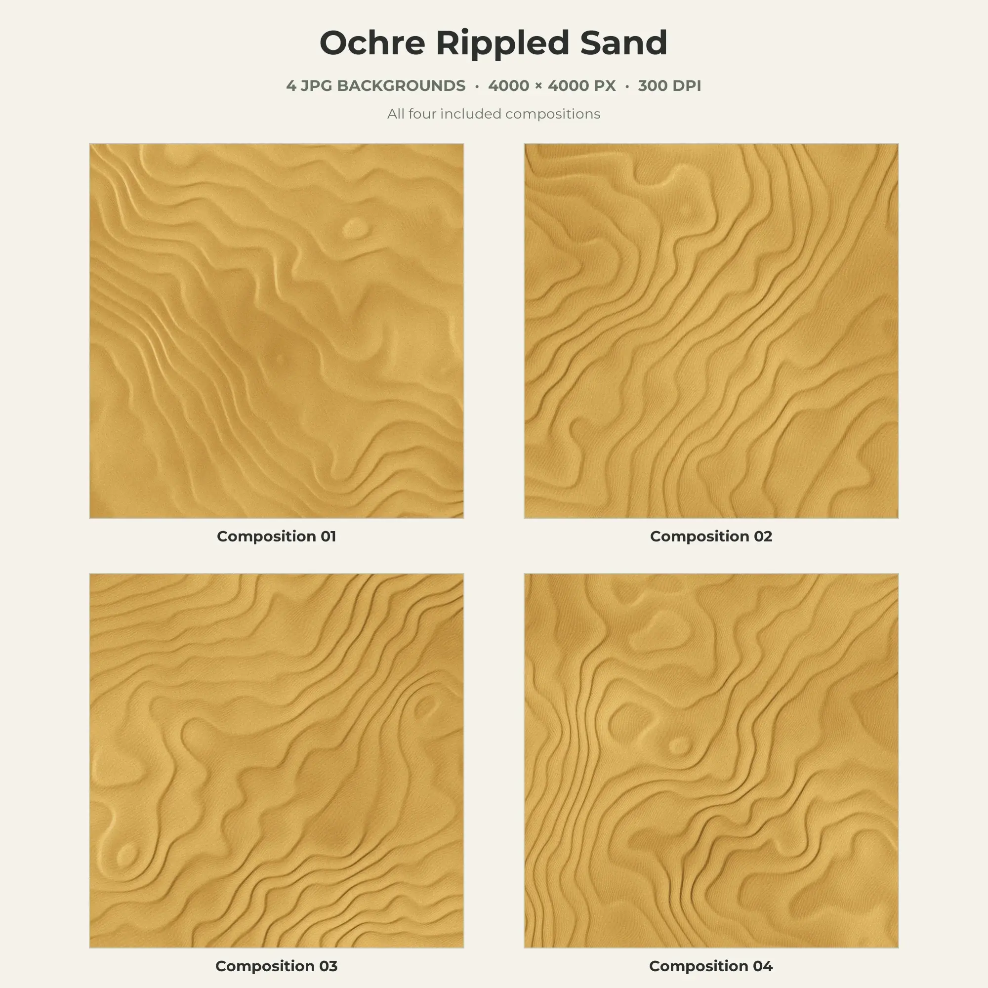 Ochre Rippled Sand Texture Pack - 4 JPG preview