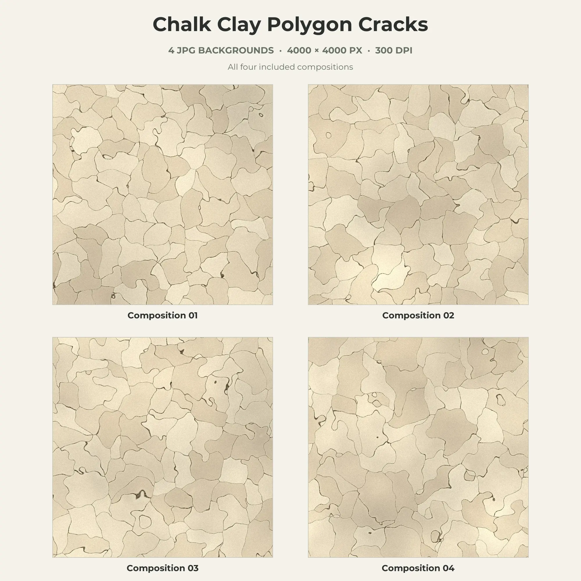 Chalk Clay Polygon Cracks Texture Pack - 4 JPG preview