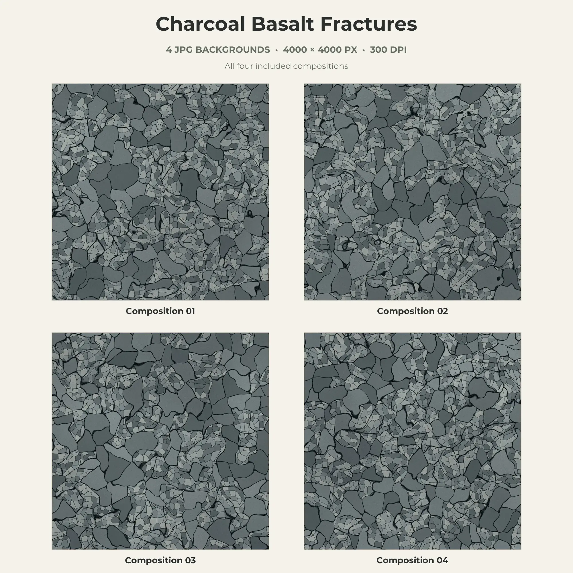 Charcoal Basalt Fractures Texture Pack - 4 JPG preview