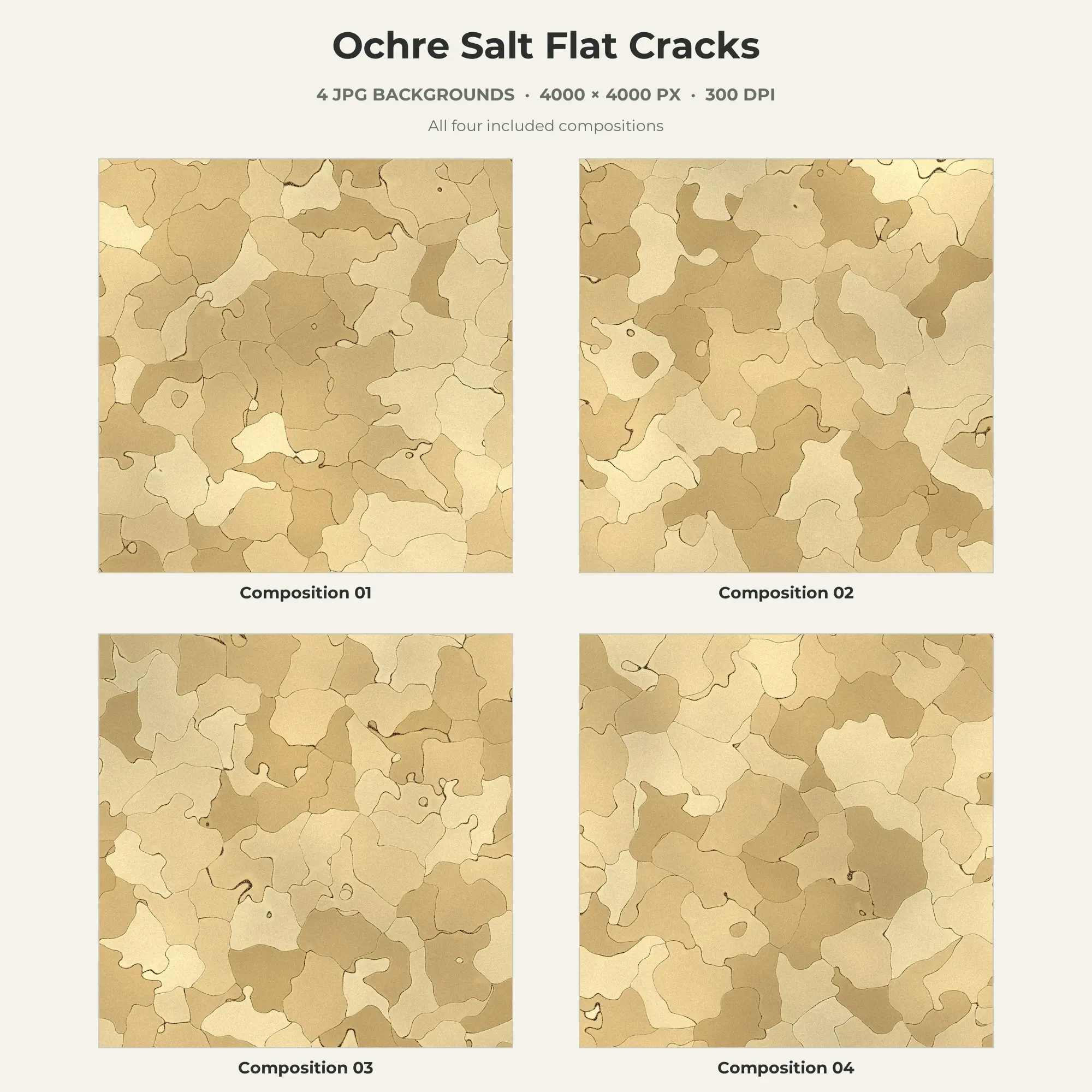 Ochre Salt Flat Cracks Texture Pack - 4 JPG preview