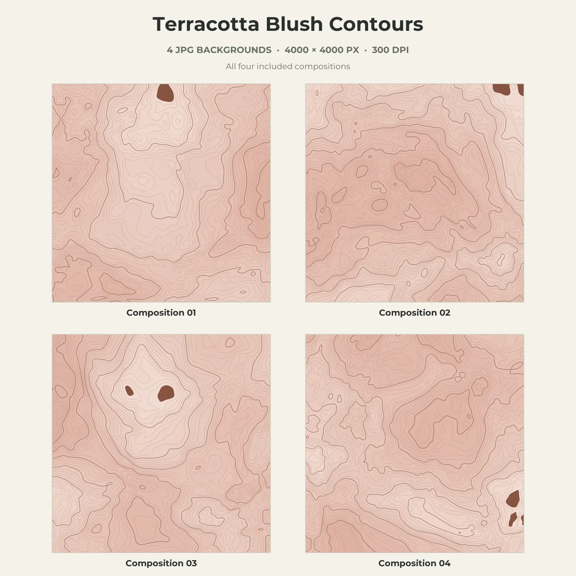 Terracotta Blush Contours Texture Pack - 4 JPG preview