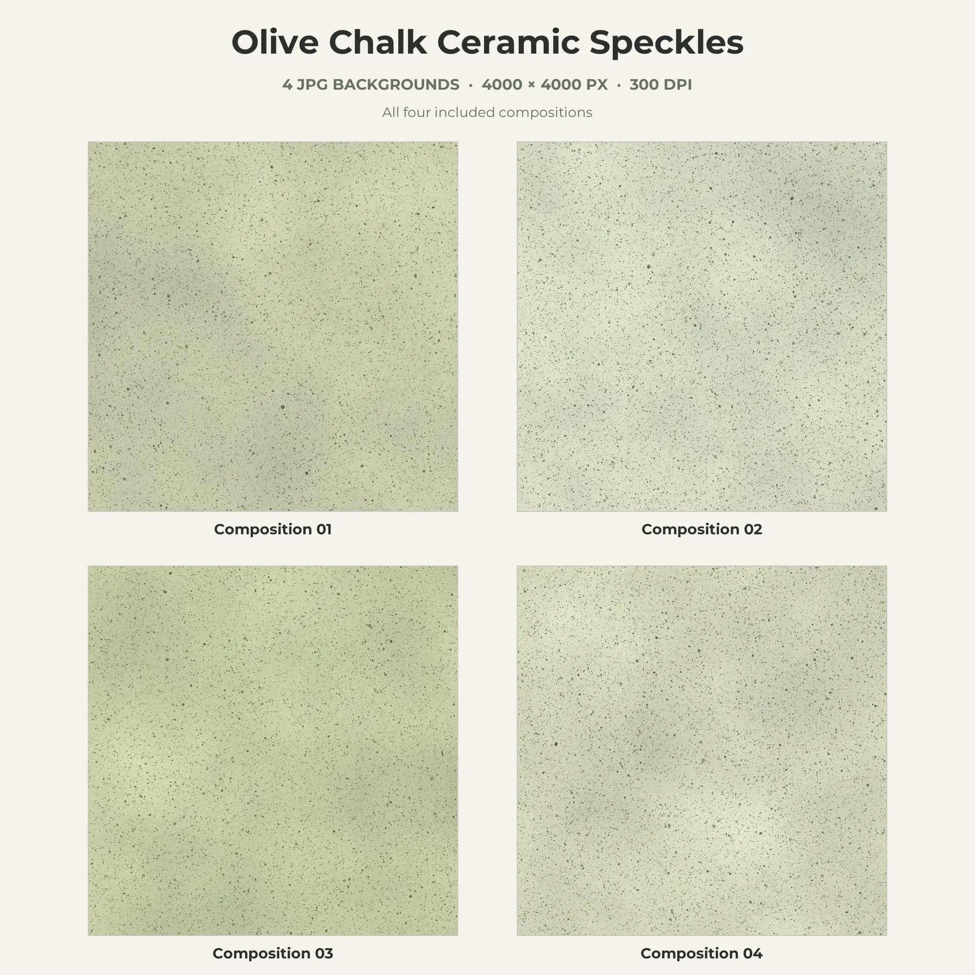 Olive Chalk Ceramic Speckles Texture Pack - 4 JPG preview