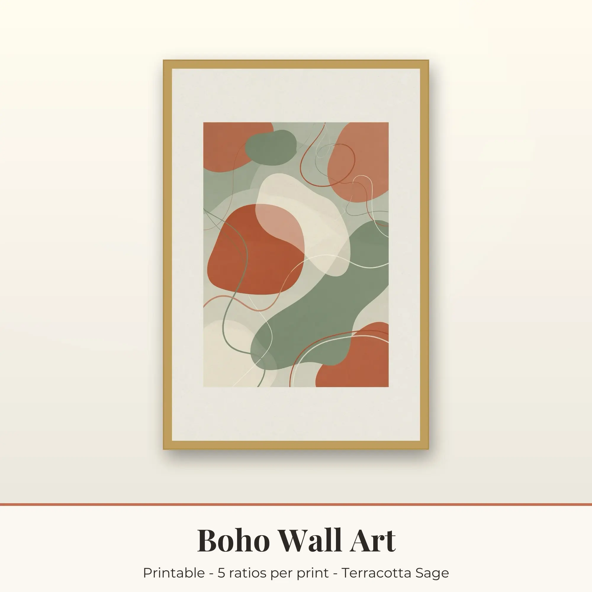 Boho Wall Art Print - Organic Shapes - Terracotta Sage preview