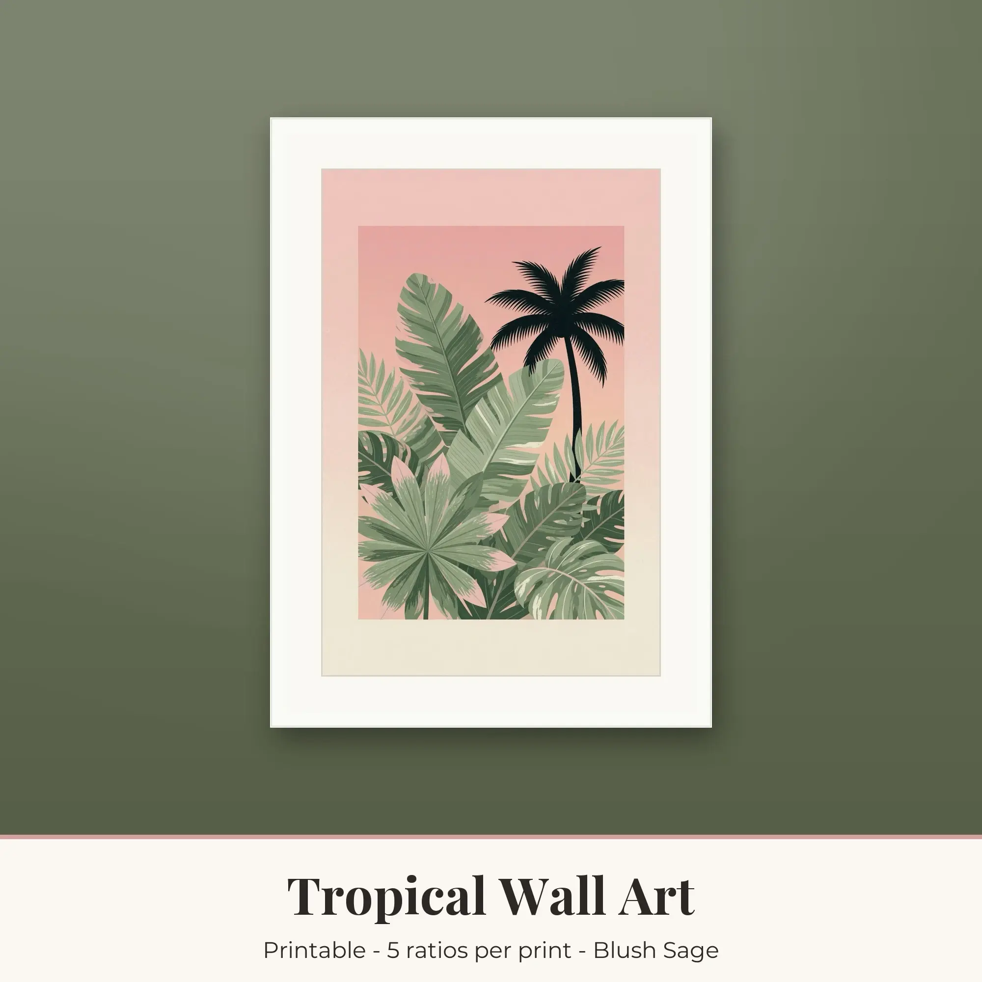 Tropical Wall Art Print, Coconut Palm, Printable preview