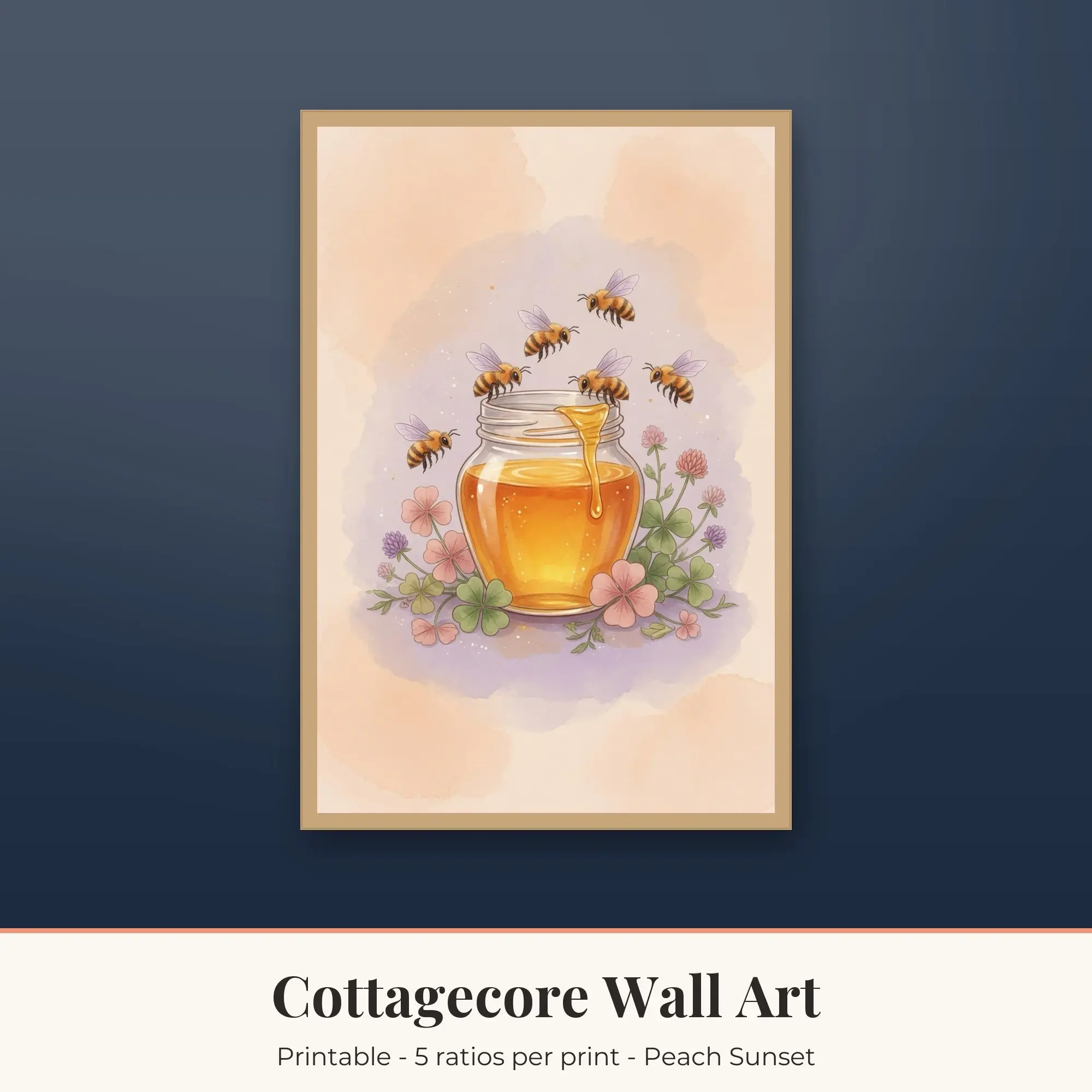 Bees and Honey Wall Art Print | Cottagecore Digital Prints preview