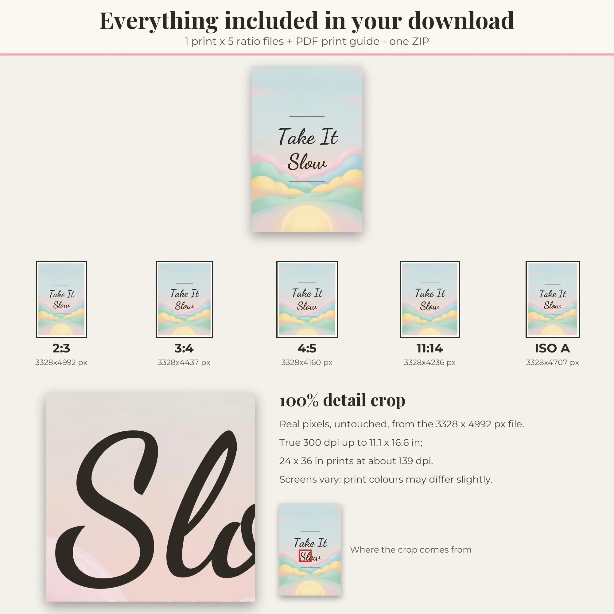Take It Slow Wall Art Print | Affirmation Digital Prints, preview 2 of 2