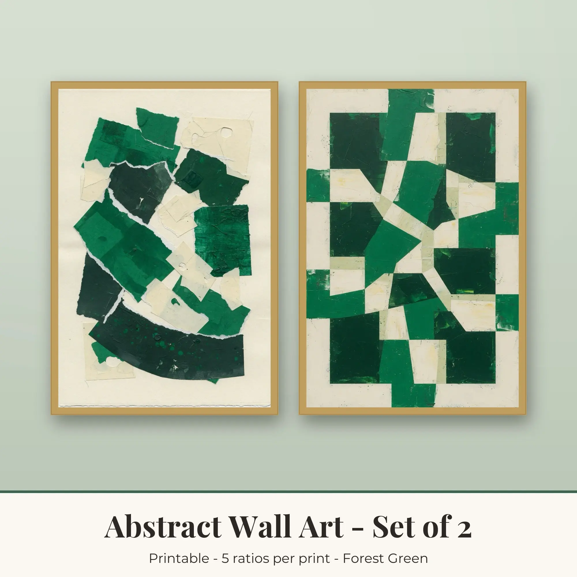 Abstract Printable Art Set of 2: Torn Paper and Geometric Blocks preview