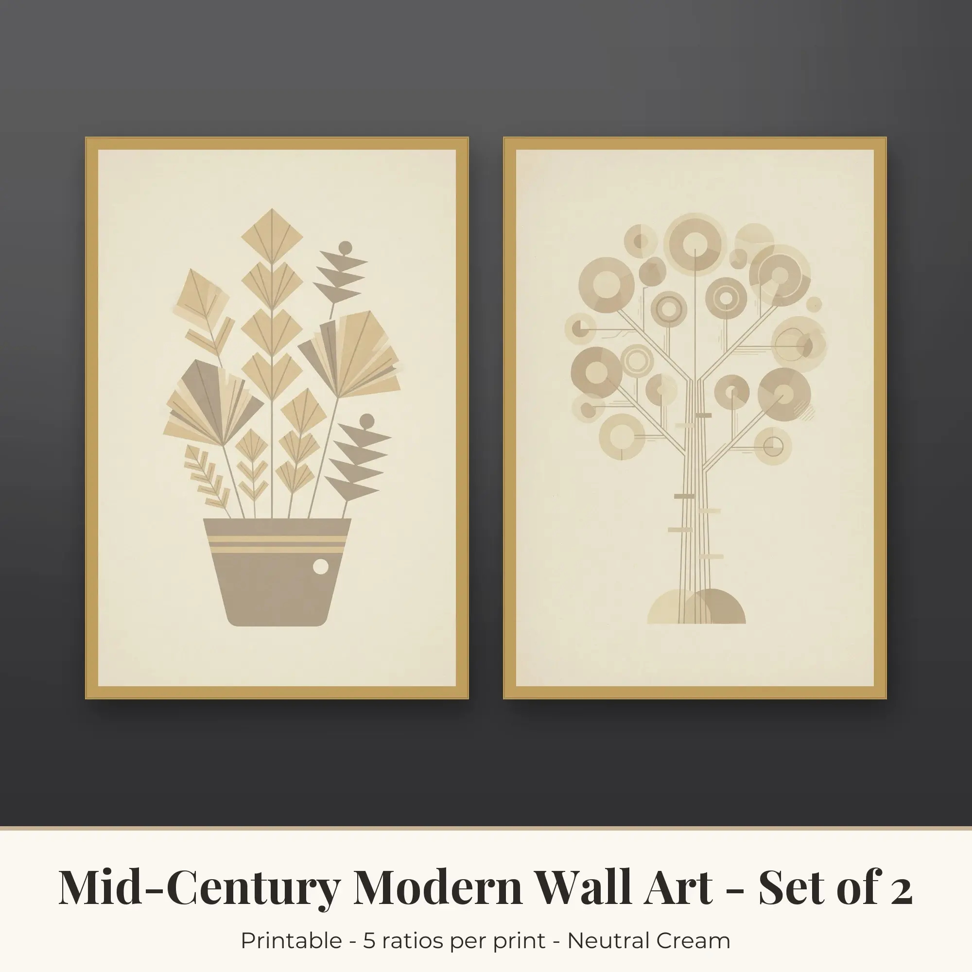 Mod Tree Mid-Century Modern Set of 2 - Neutral Cream, preview 1 of 2