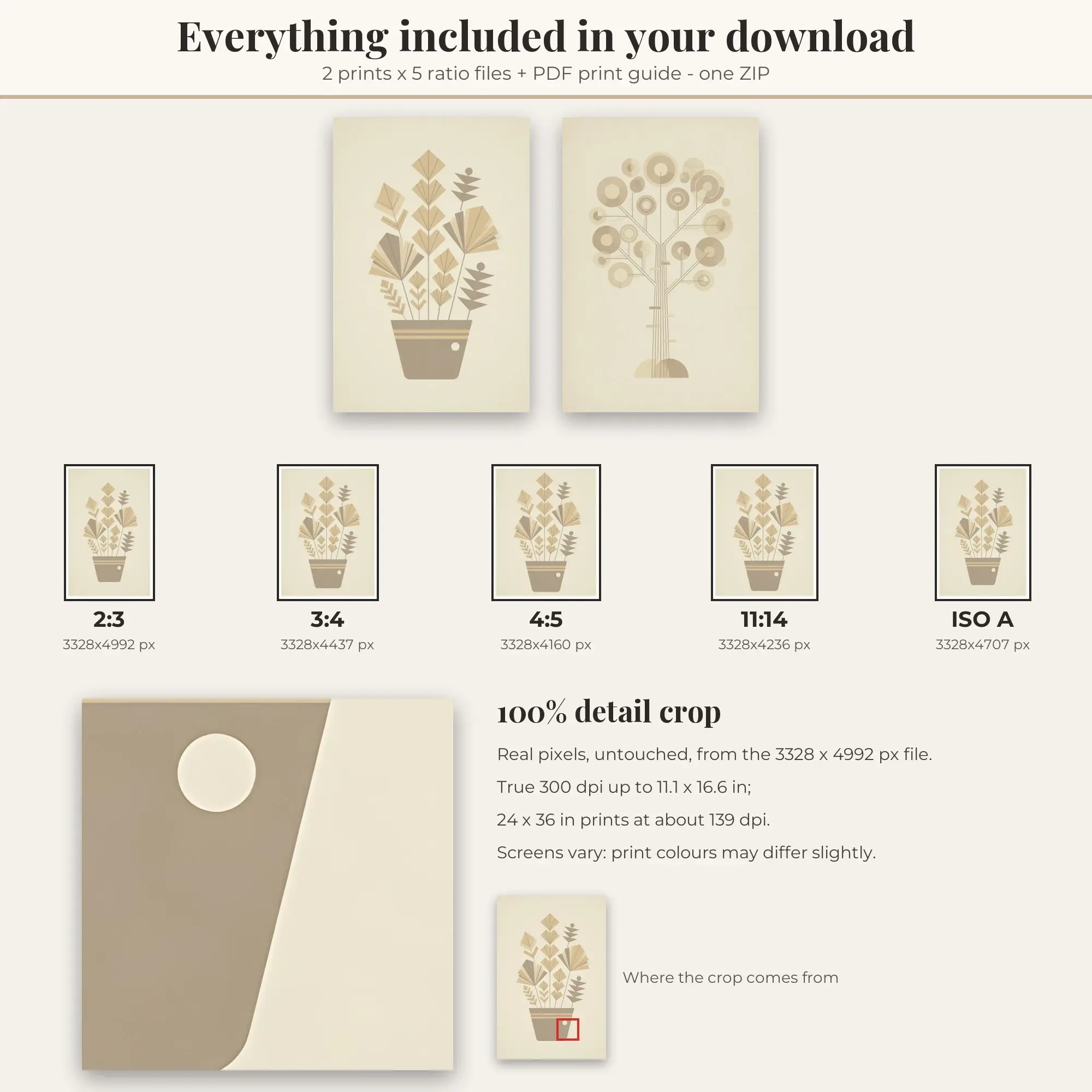 Mod Tree Mid-Century Modern Set of 2 - Neutral Cream, preview 2 of 2