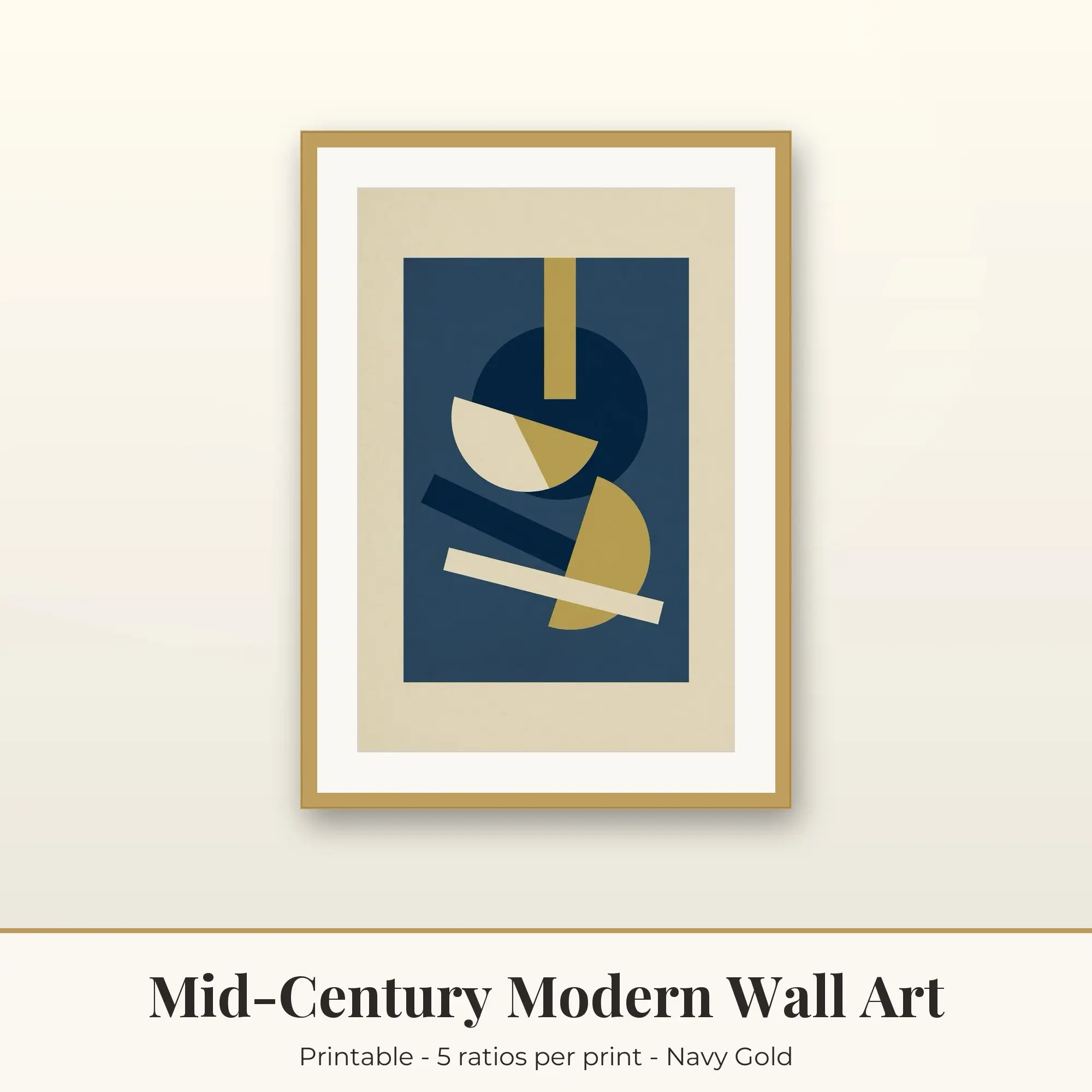 Mid-Century Modern Wall Art Print, Half Moon, Printable preview