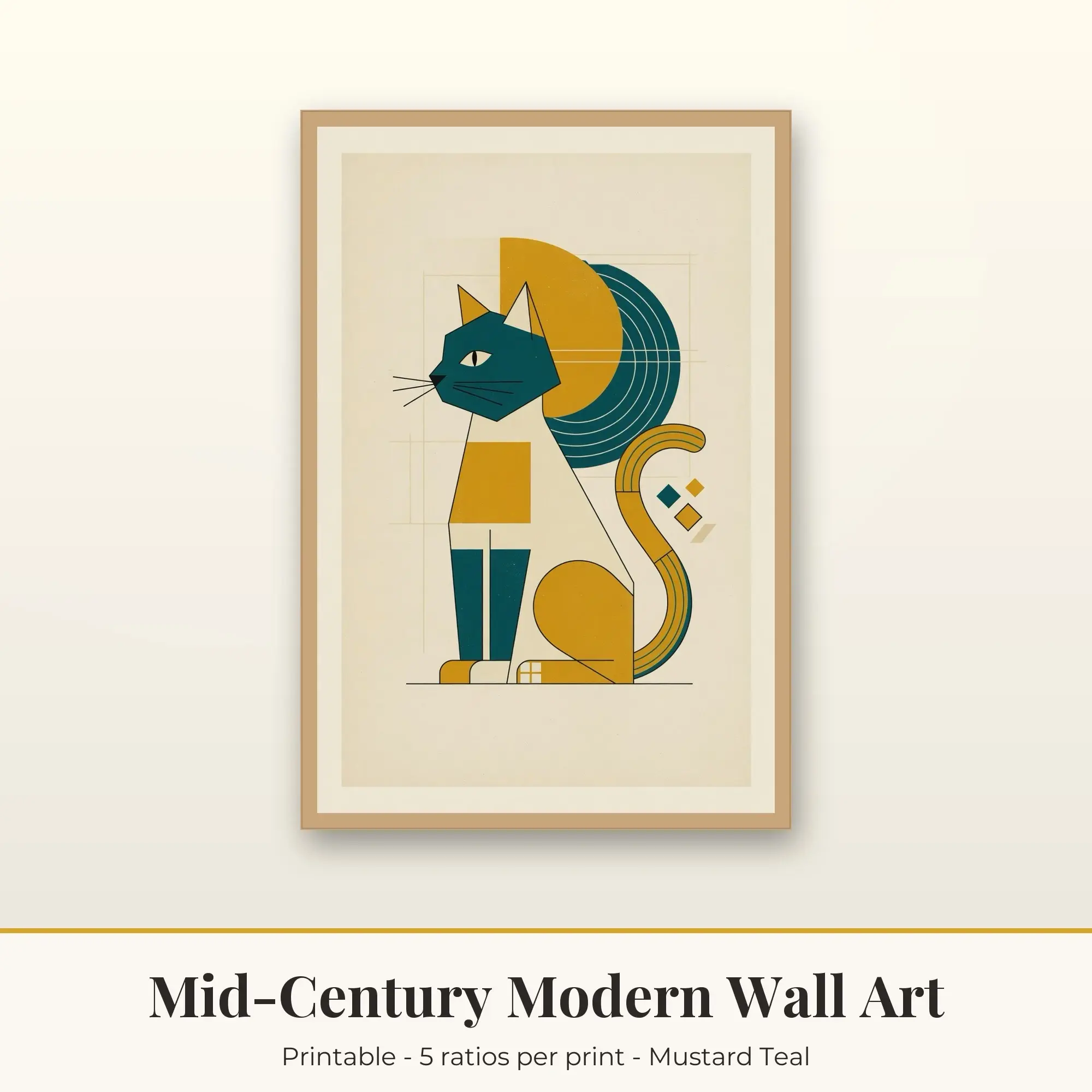 Mid-Century Modern Printable Art Print: Cat Shapes preview