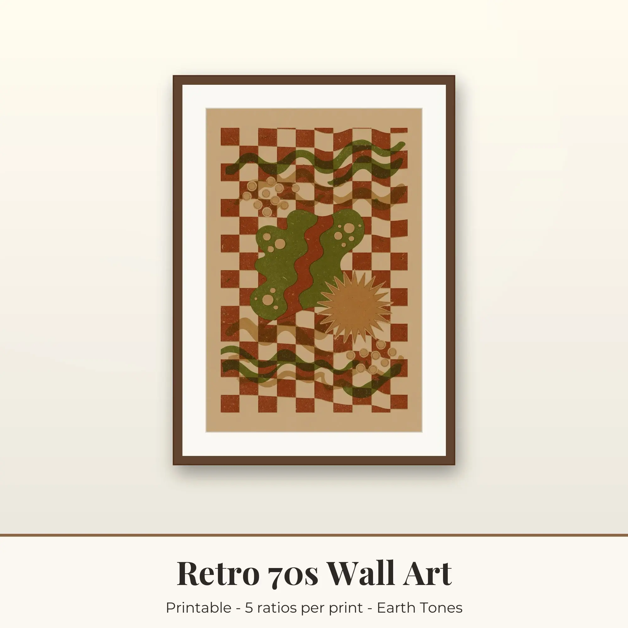 Wavy Checks Wall Art Print | Retro 70s Digital Prints preview