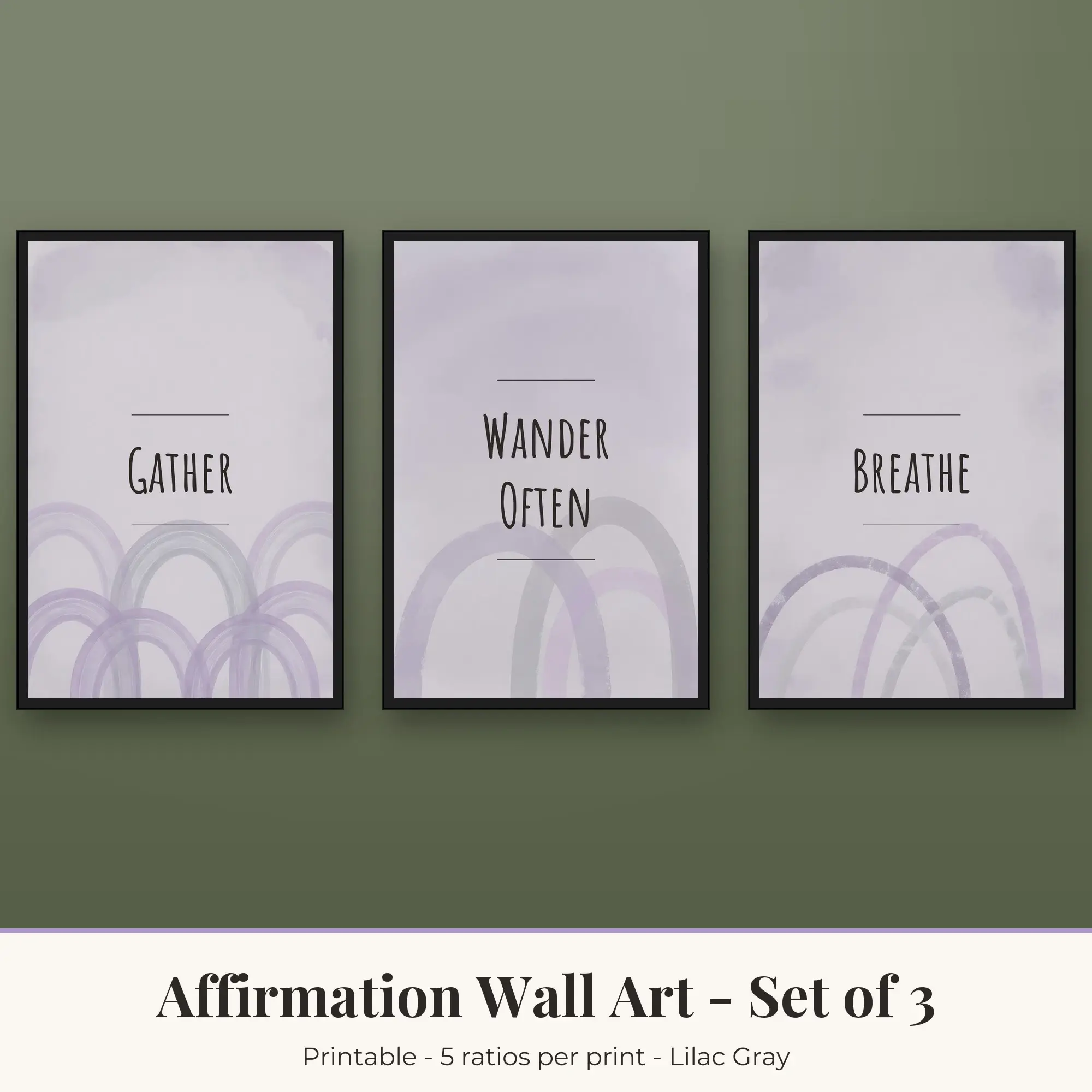 Affirmation Printable Art Set of 3: Gather, Wander Often & Breathe preview