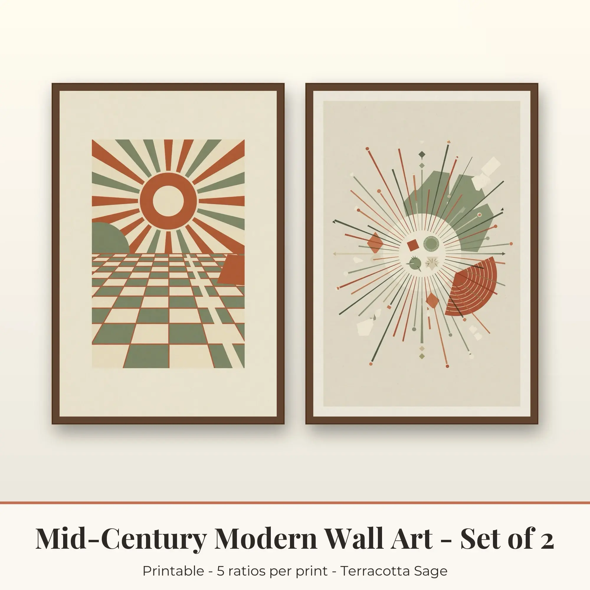 Mid-Century Modern Set of 2: Checker Sun, Terracotta Sage preview