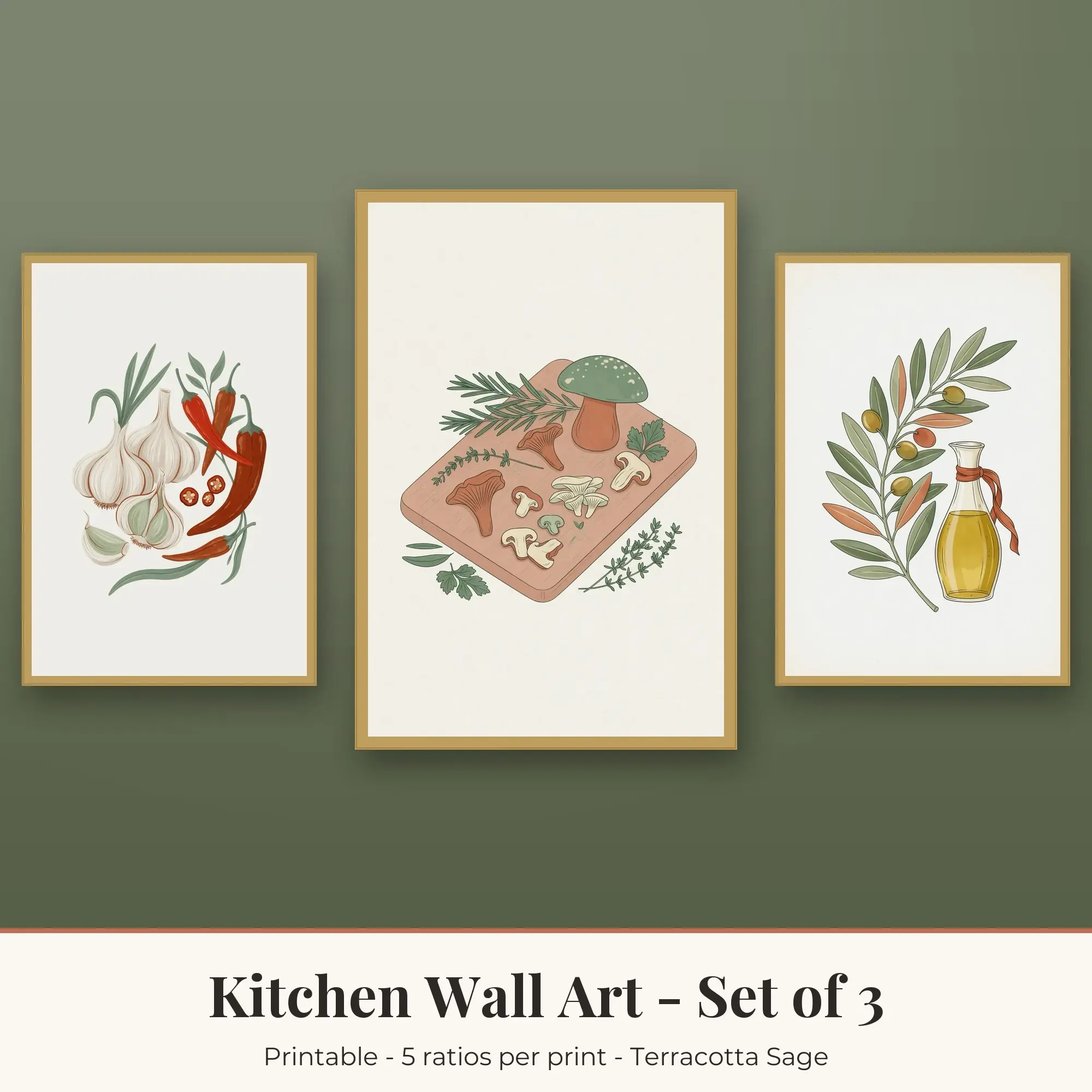 Olive Oil Kitchen Set of 3 - Terracotta Sage preview