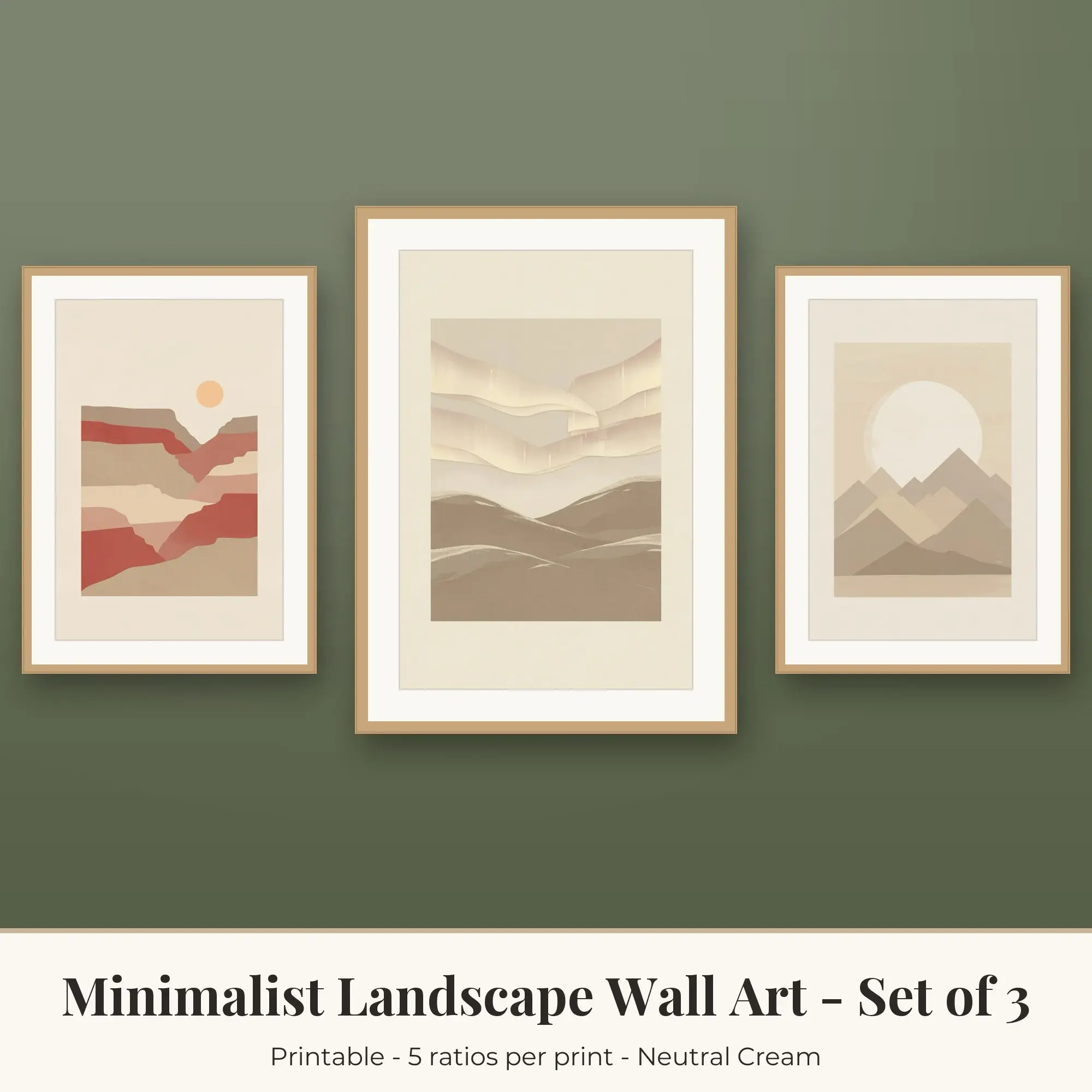Minimalist Landscape Set of 3: Aurora Hills, Neutral Cream preview