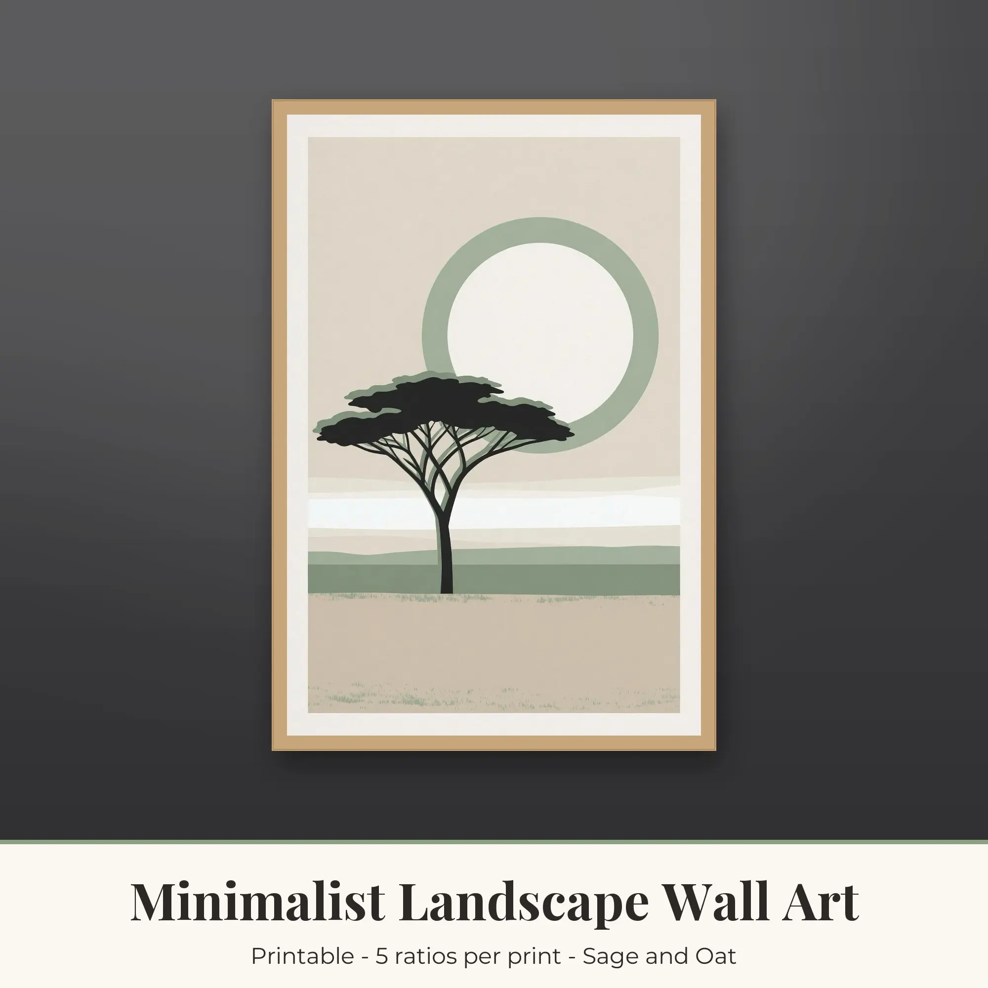 Savanna Sun Wall Art Print | Minimalist Landscape Digital Prints preview