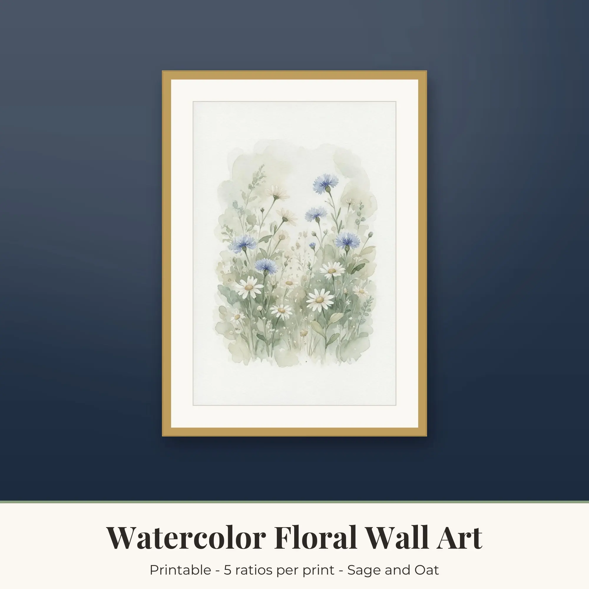 Wildflower Meadow Watercolor Floral Prints Print, Printable Wall Art preview