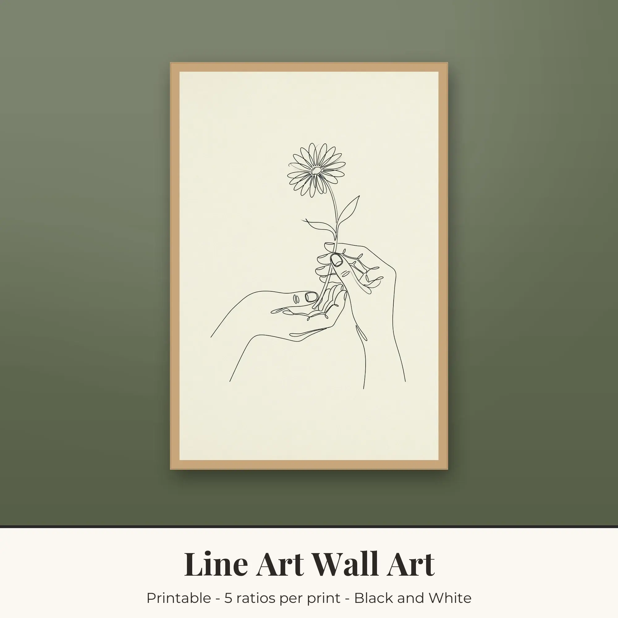 Hands and Flower Line Art Prints Print, Printable Wall Art preview