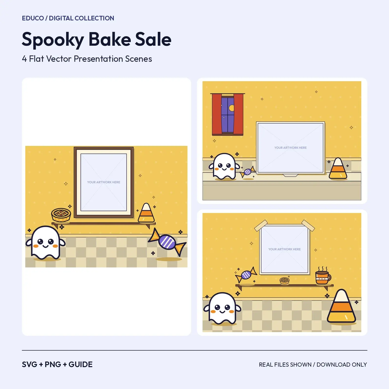 Spooky Bake Sale – 4 Flat Vector Halloween Presentation Scenes preview